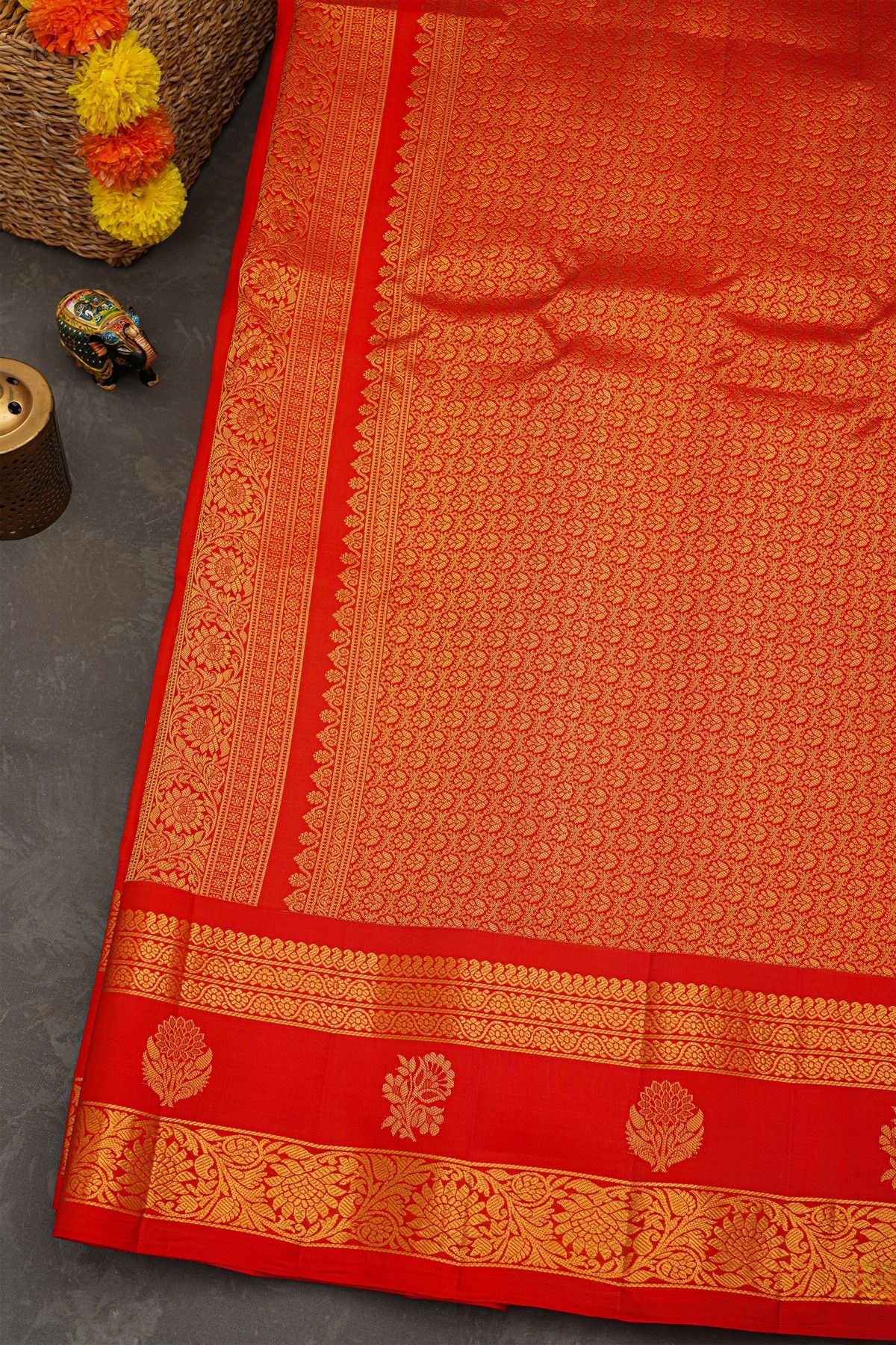 Gadwal Silk Red Saree