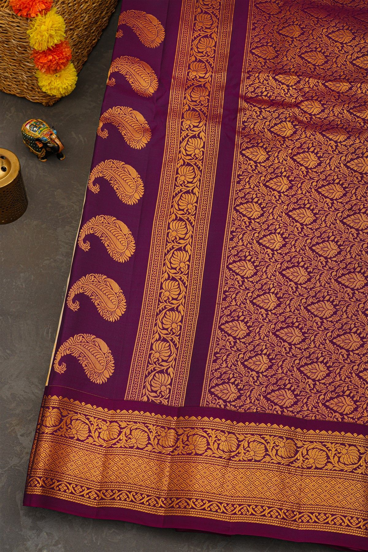 Gadwal Silk Cream Saree