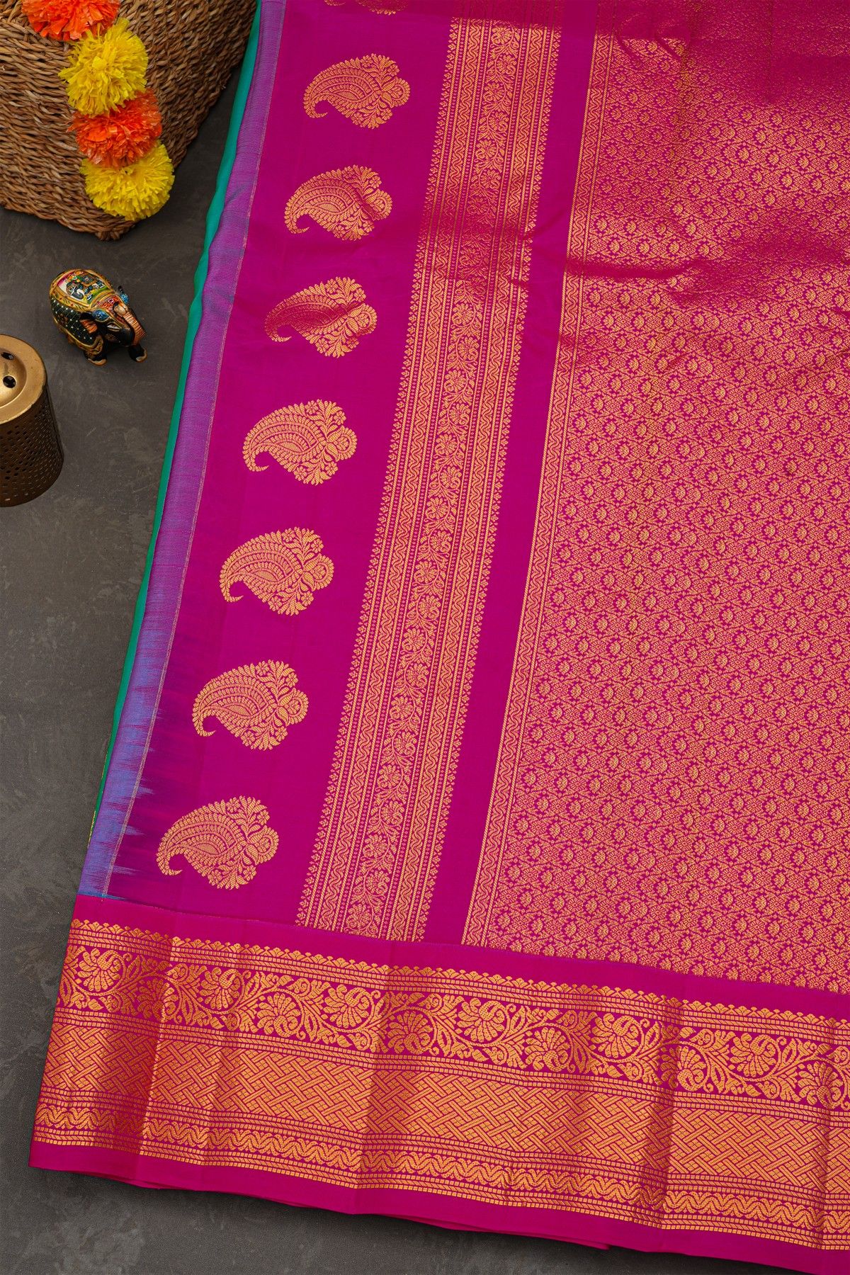 Gadwal Silk Sea Blue Saree