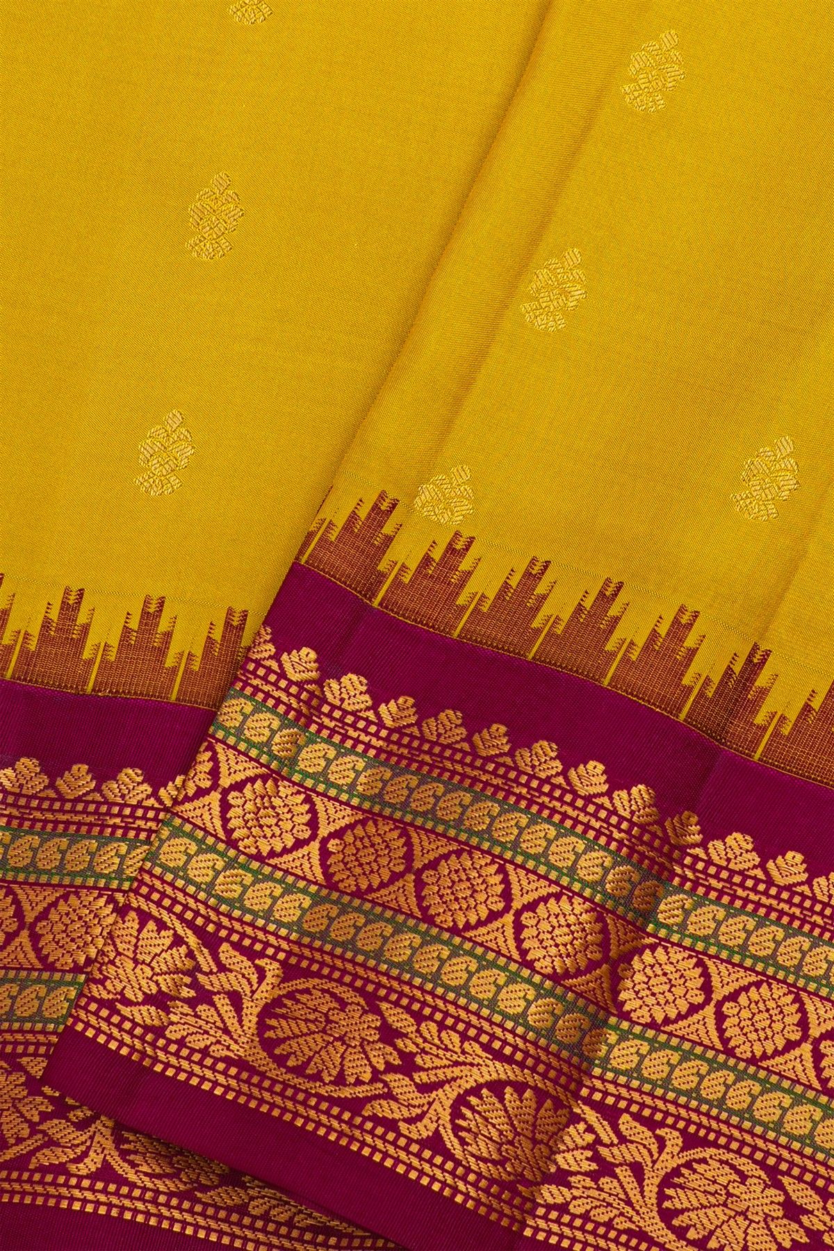 Gadwal Silk Yellow Sare