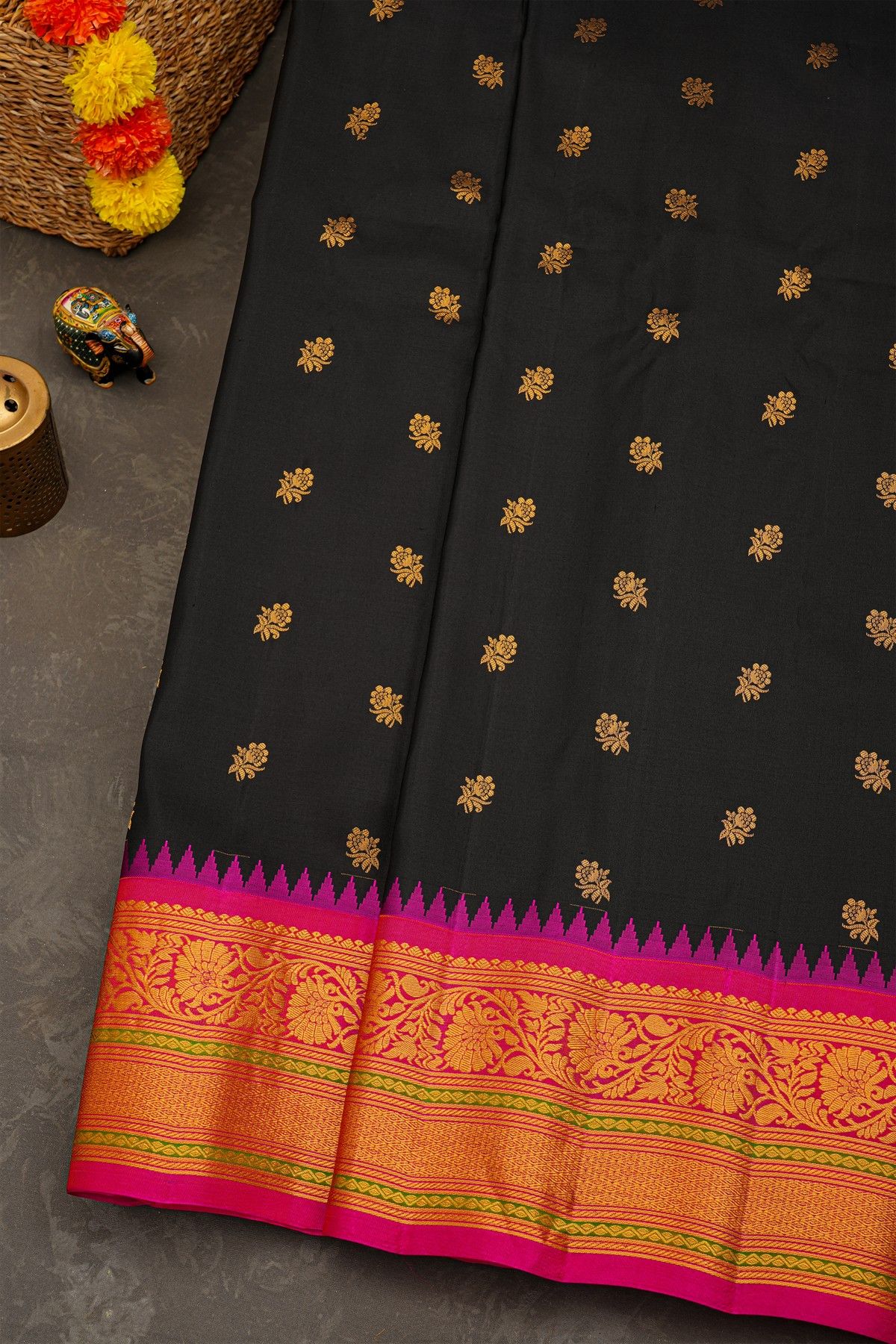 Gadwal Silk Black Saree