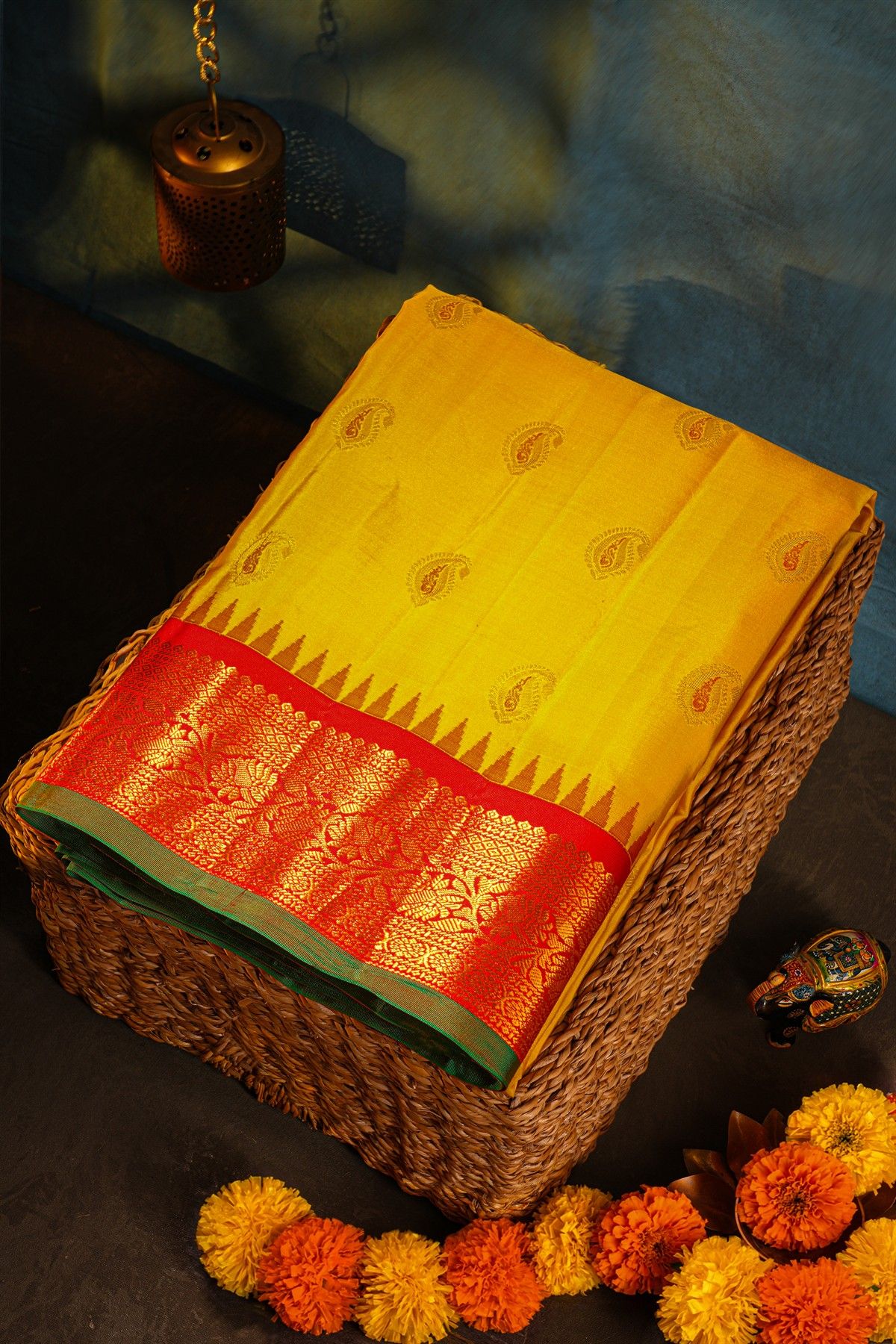 Gadwal Silk Gold Yellow Saree
