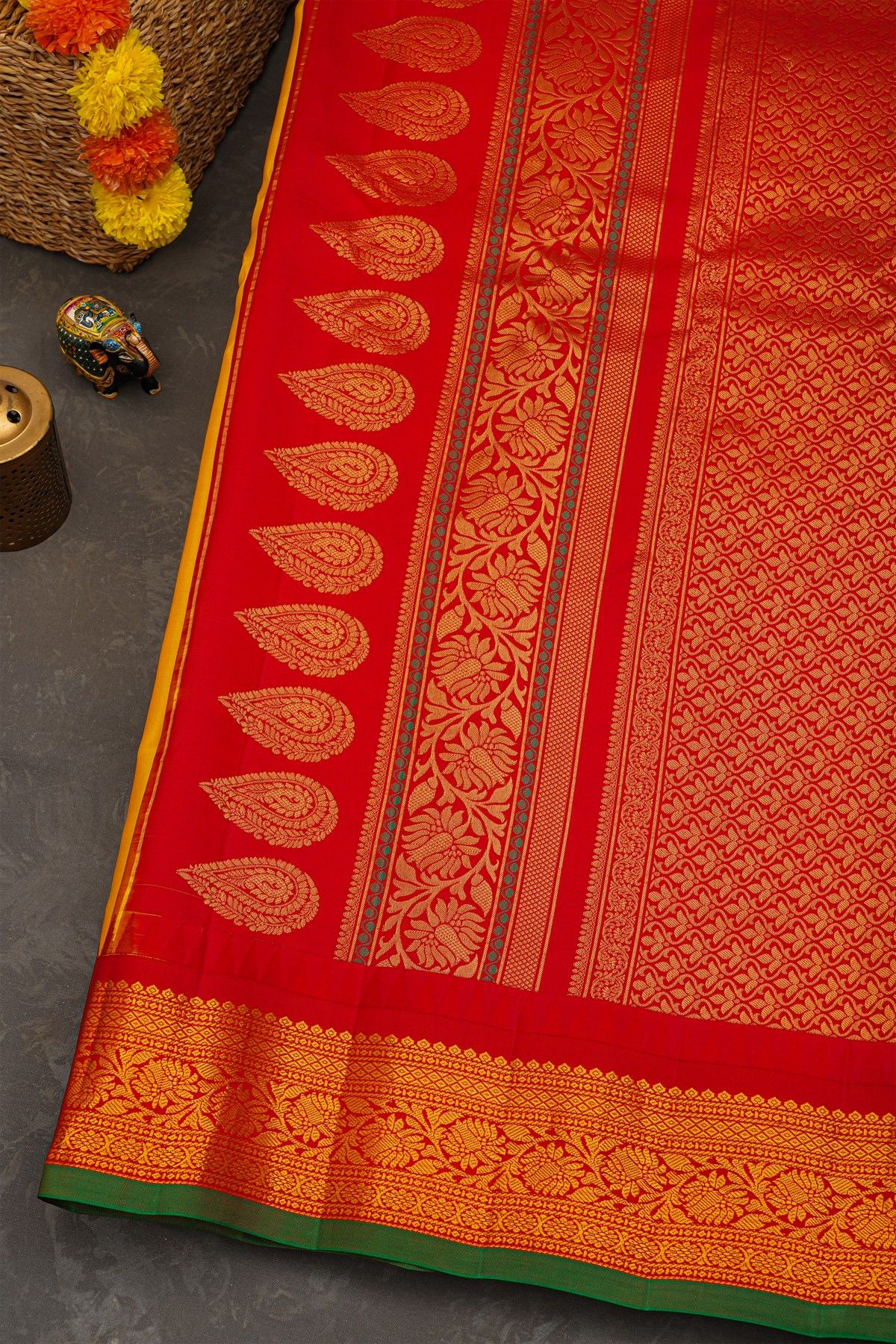 Gadwal Silk Gold Yellow Saree