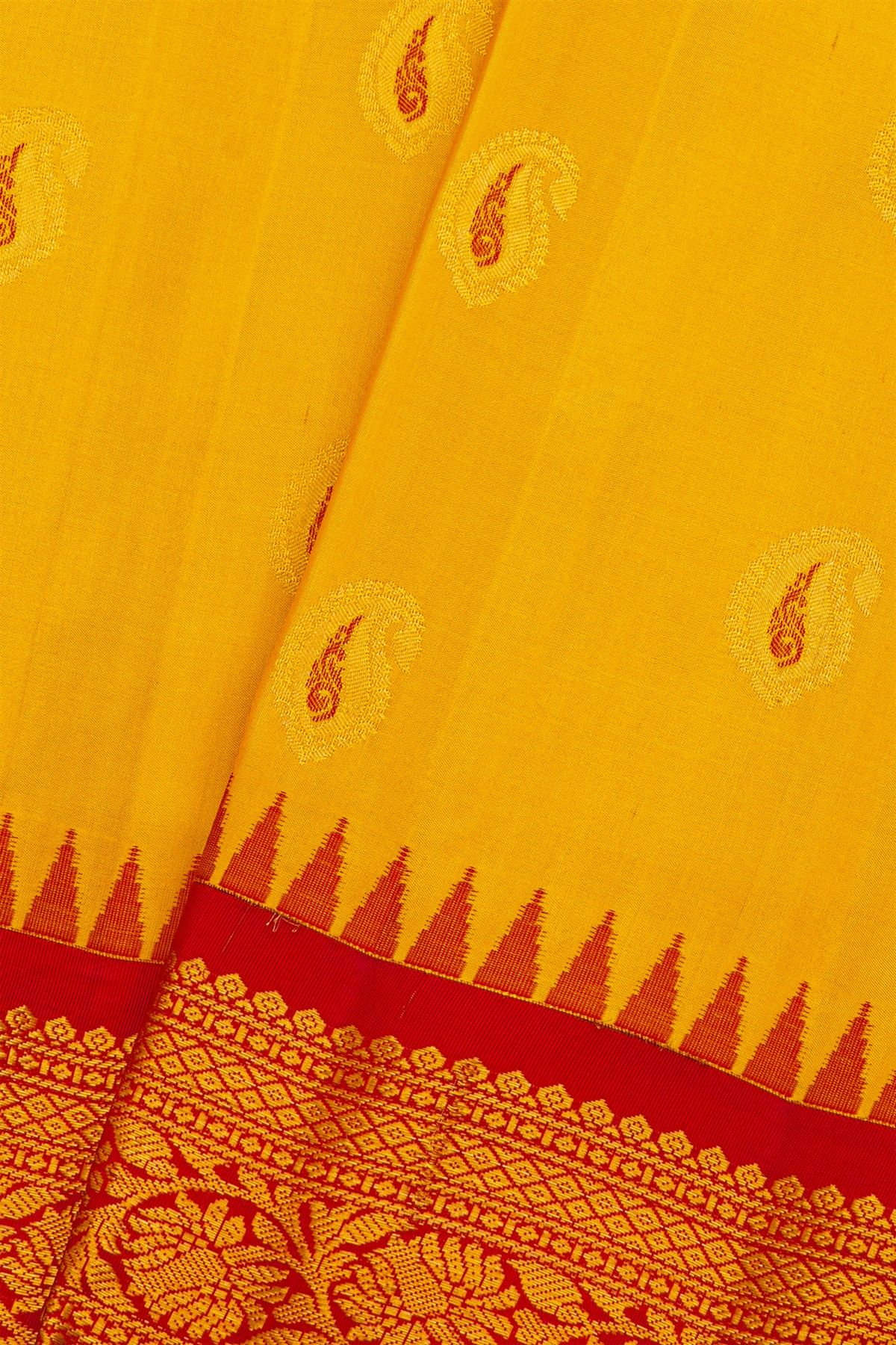 Gadwal Silk Gold Yellow Saree