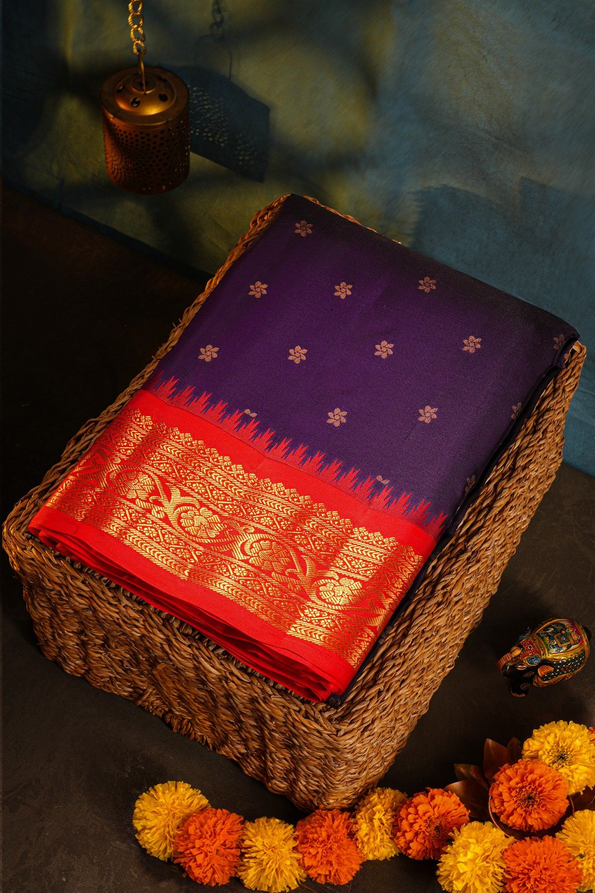 Gadwal Silk Navy Blue Saree