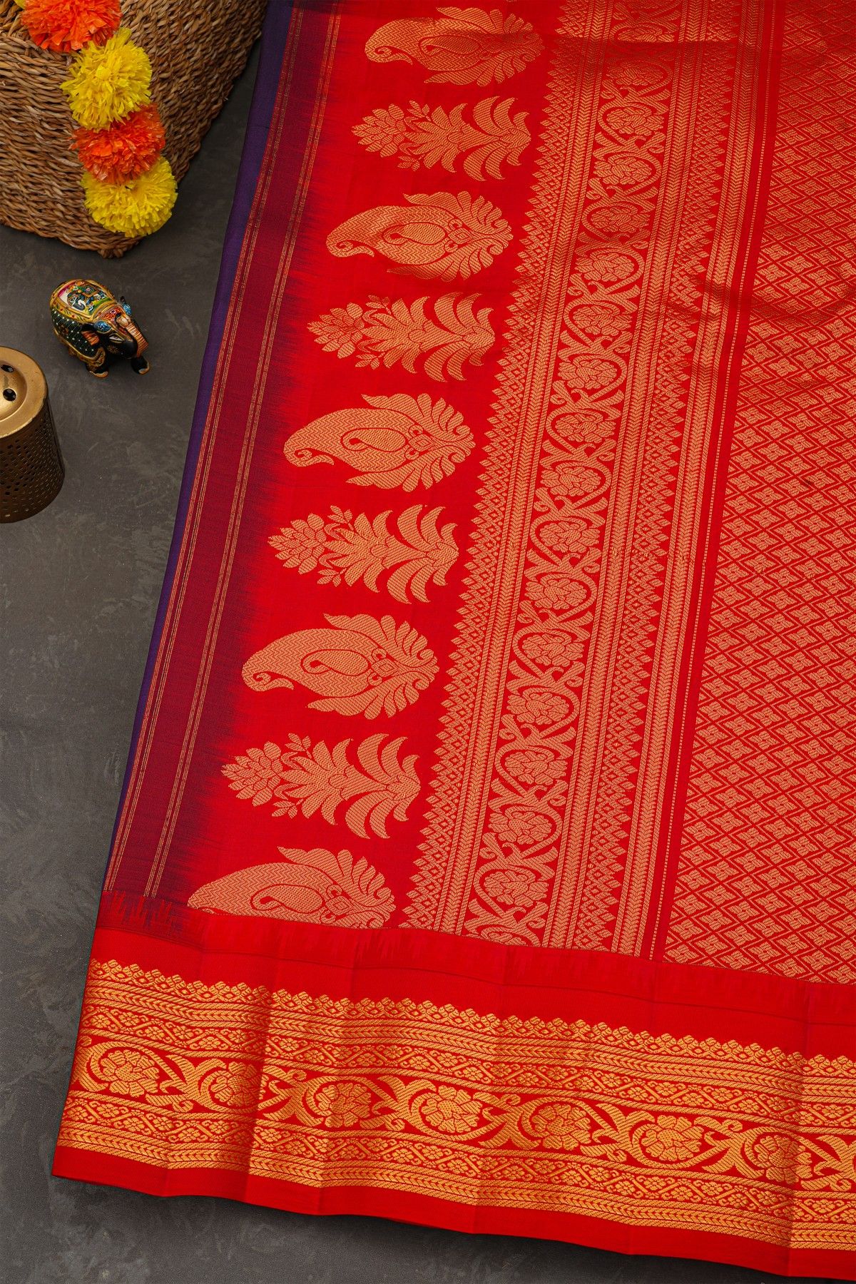 Gadwal Silk Navy Blue Saree