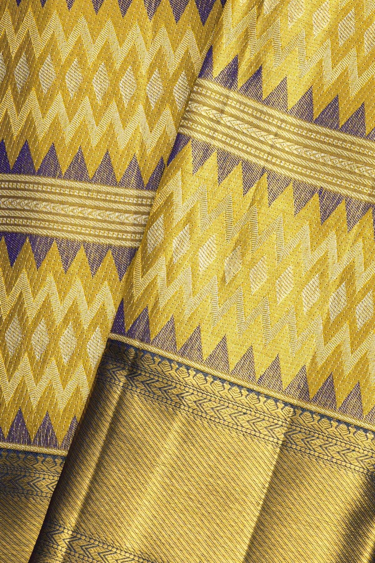 Kancheepuram Silk Gold Yellow Saree
