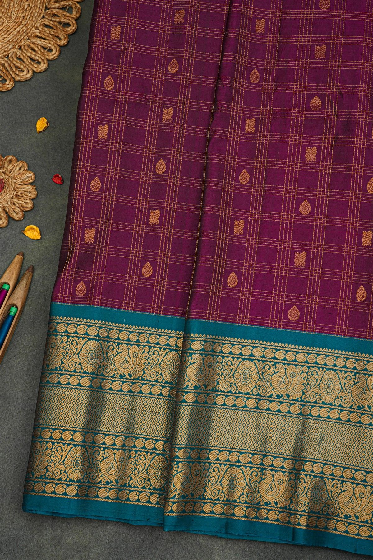 Gadwal Silk Violet Saree