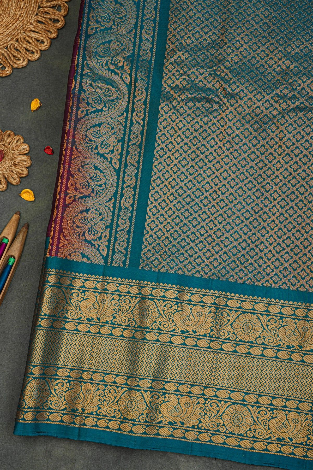 Gadwal Silk Violet Saree