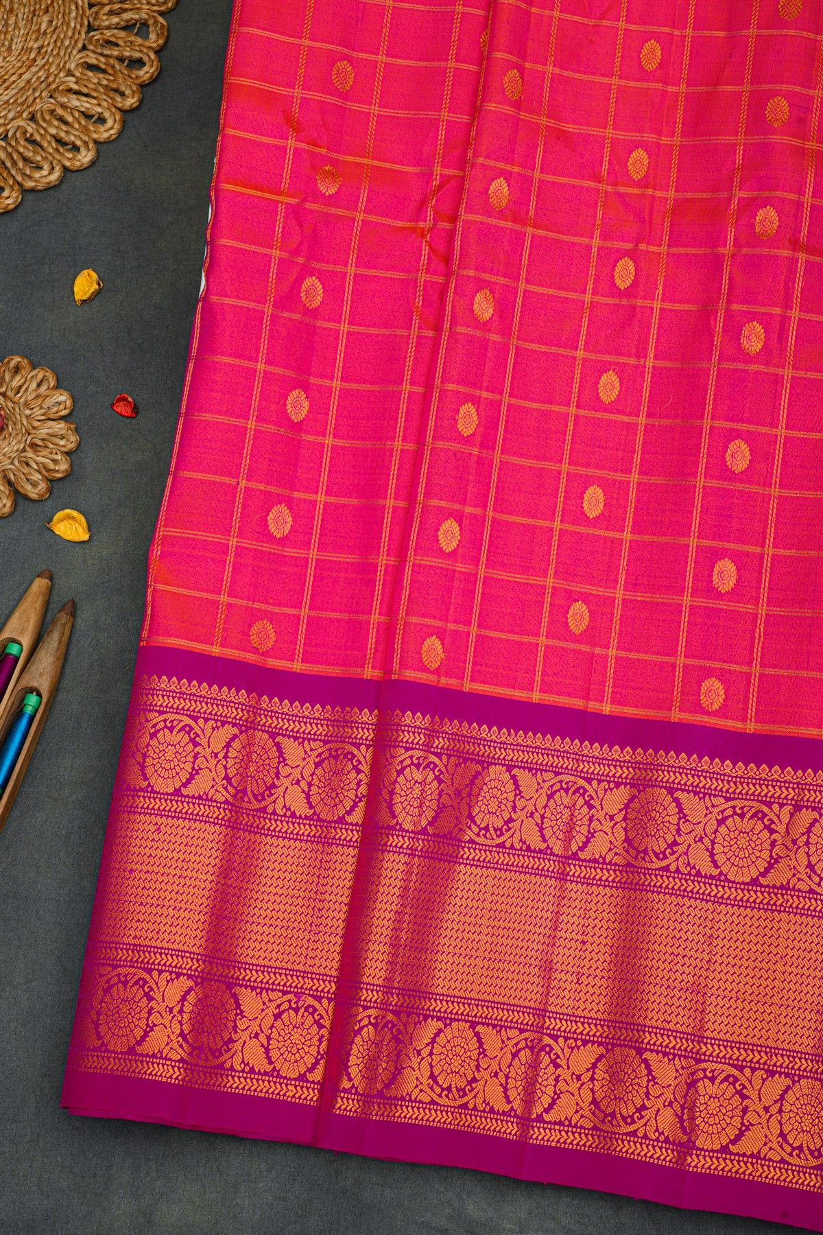 Gadwal Silk Pink Saree