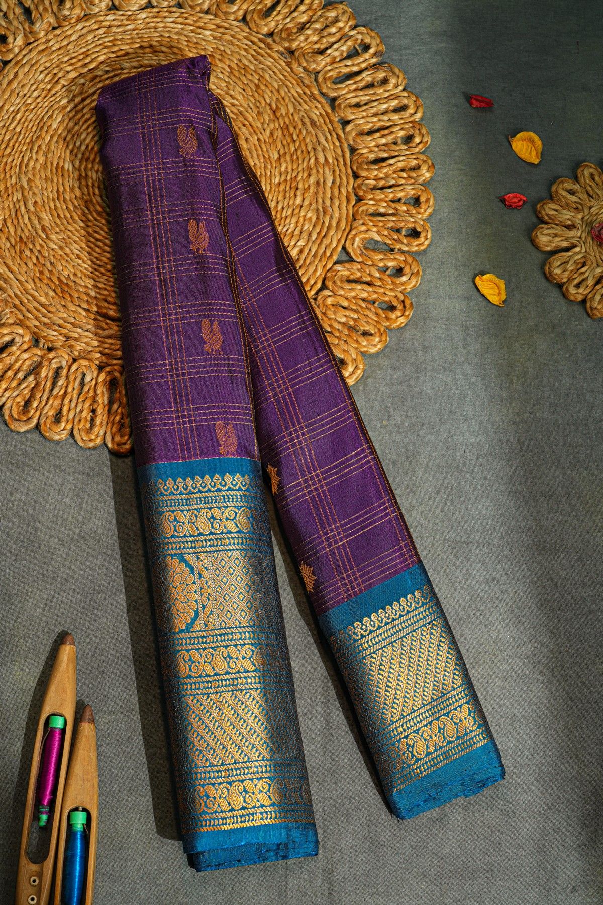 Gadwal Silk Violet Saree