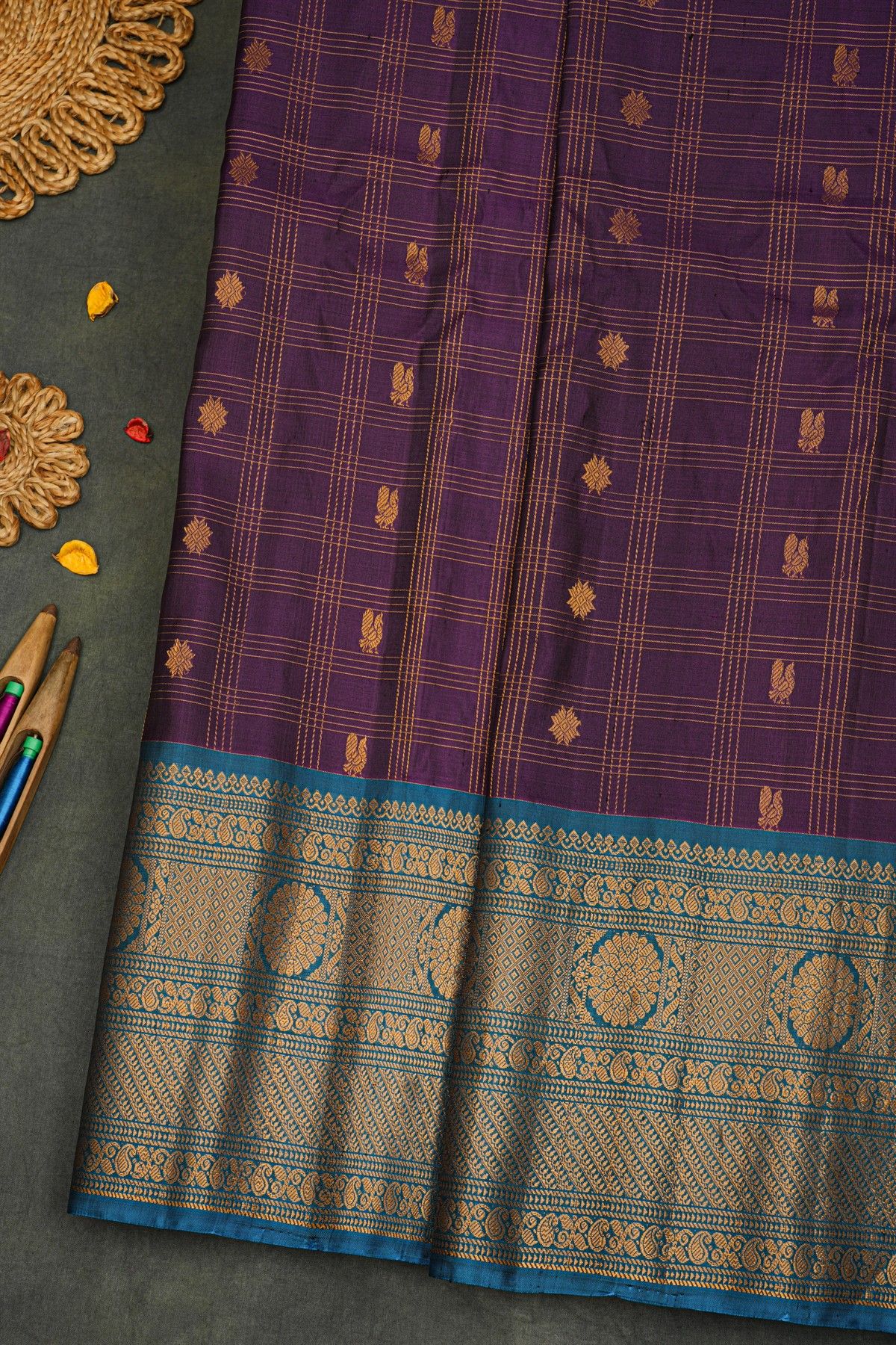 Gadwal Silk Violet Saree