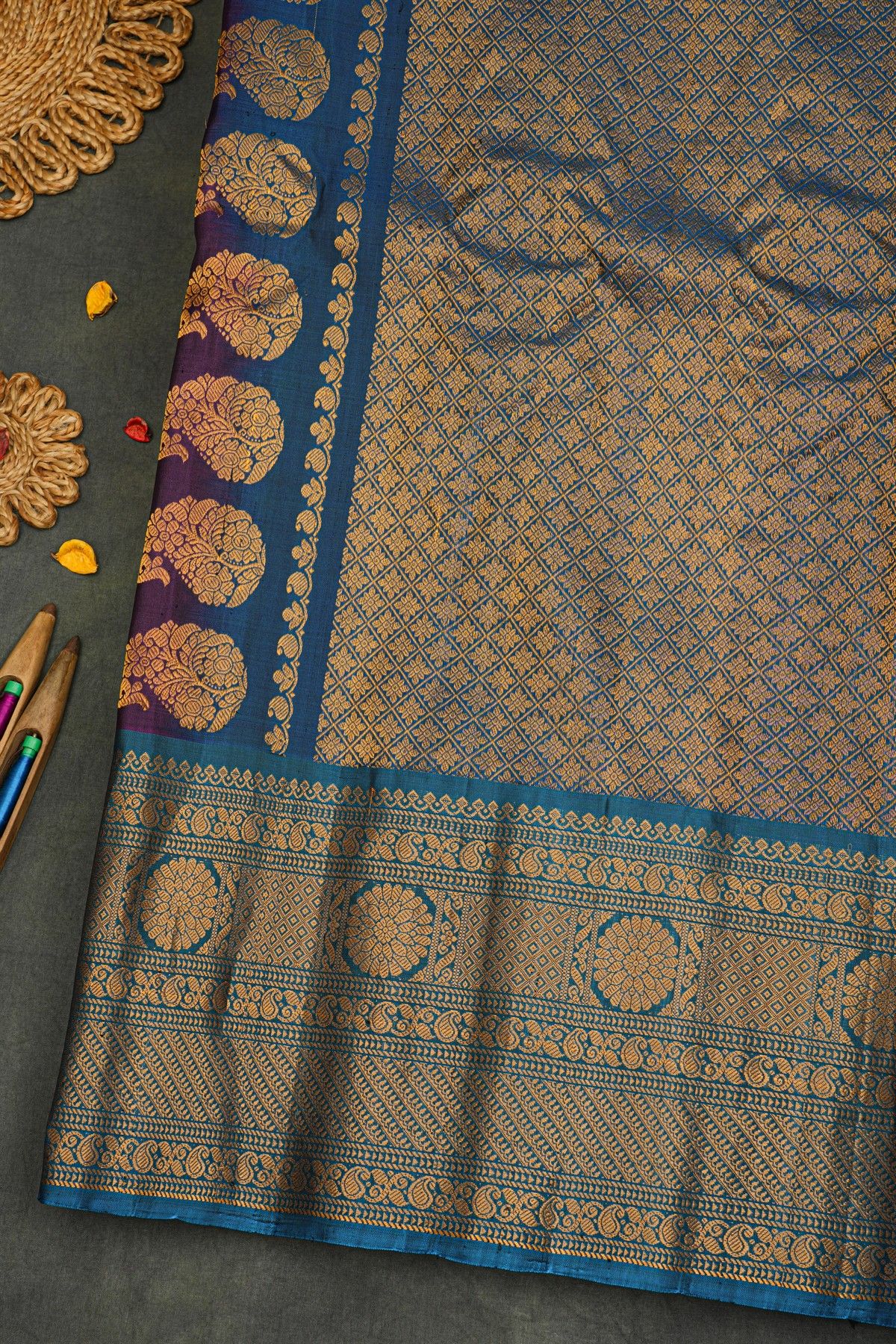 Gadwal Silk Violet Saree