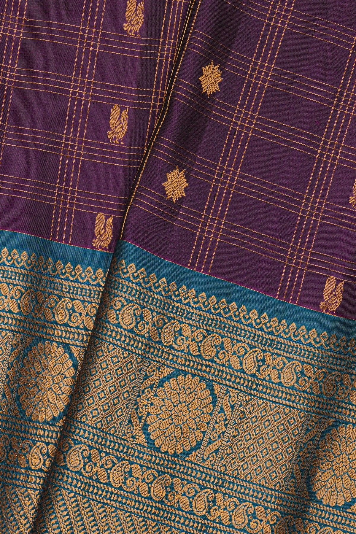 Gadwal Silk Violet Saree