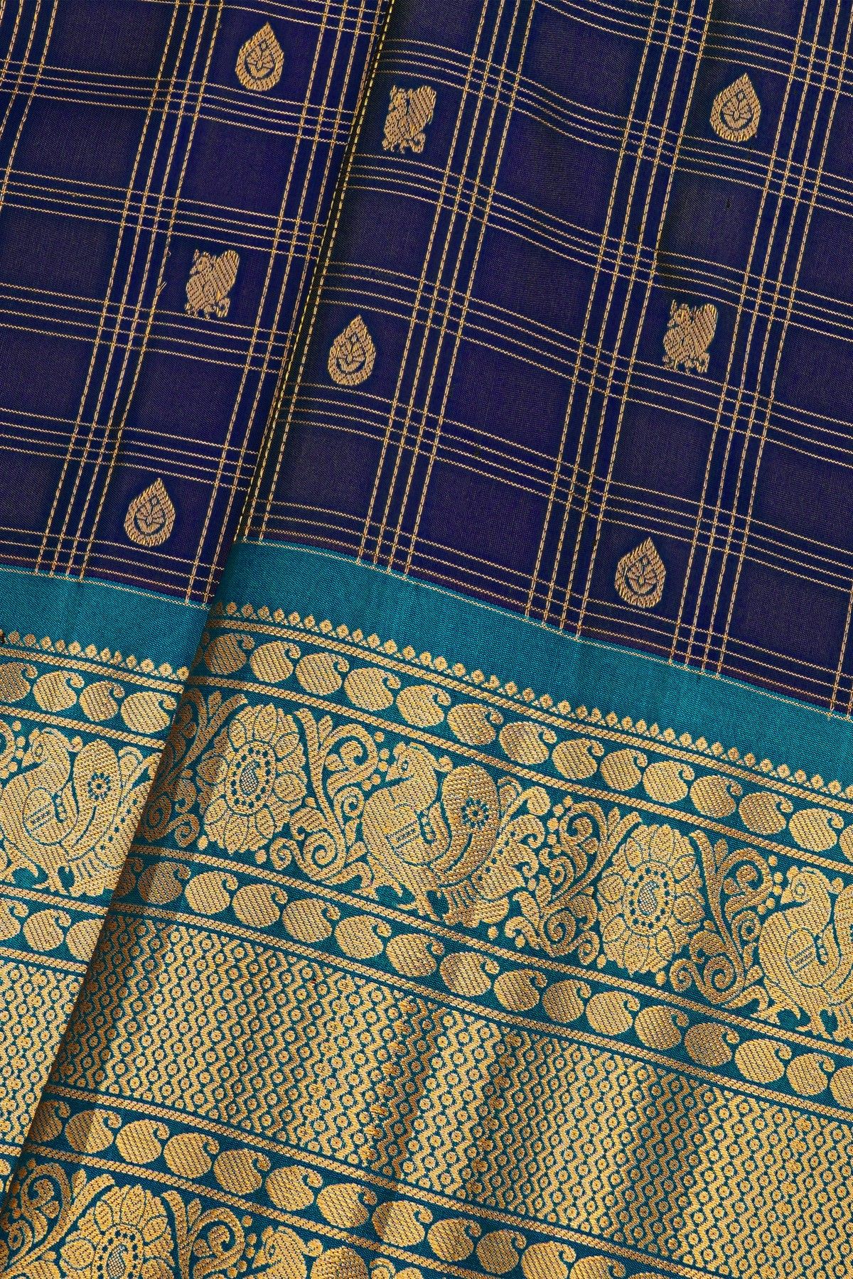 Gadwal Silk Navy Blue Saree