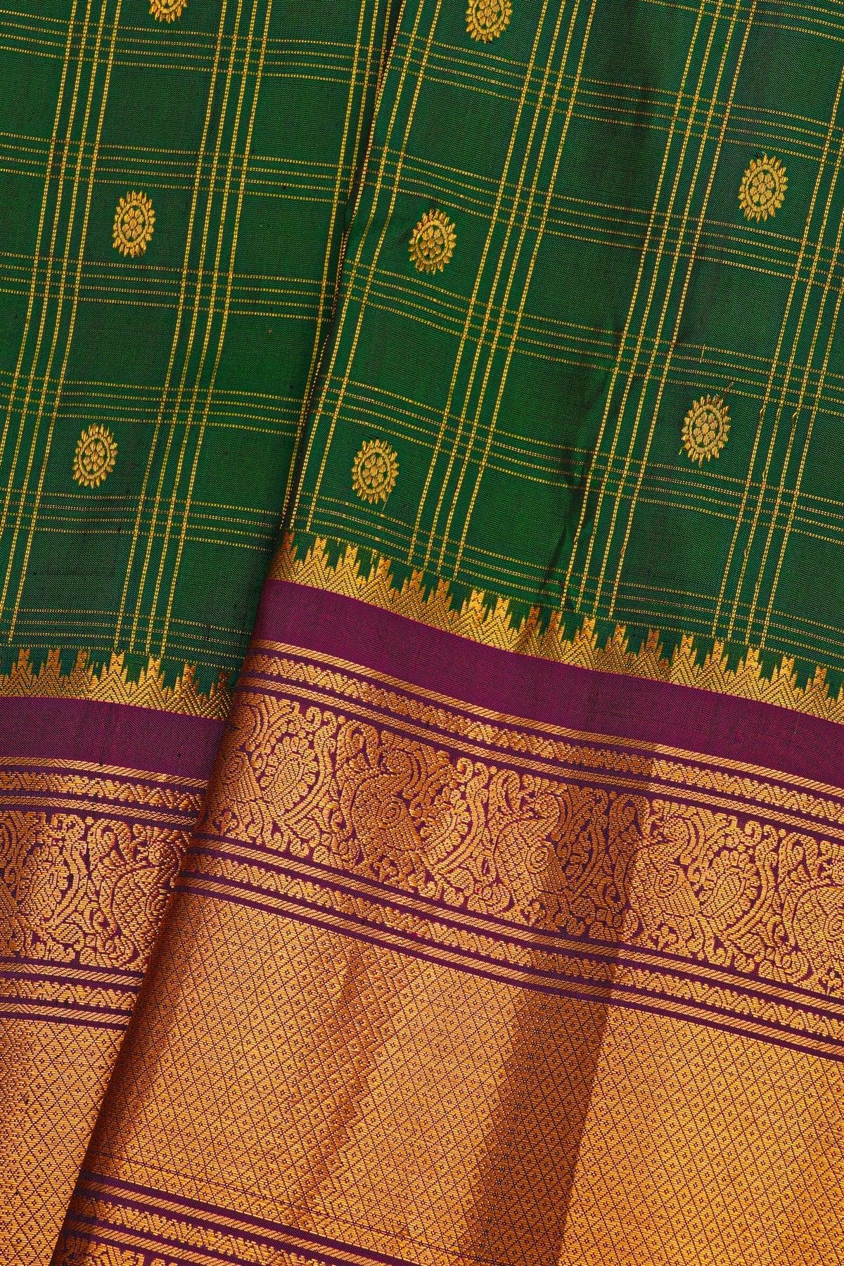 Gadwal Silk Bottle Green Saree