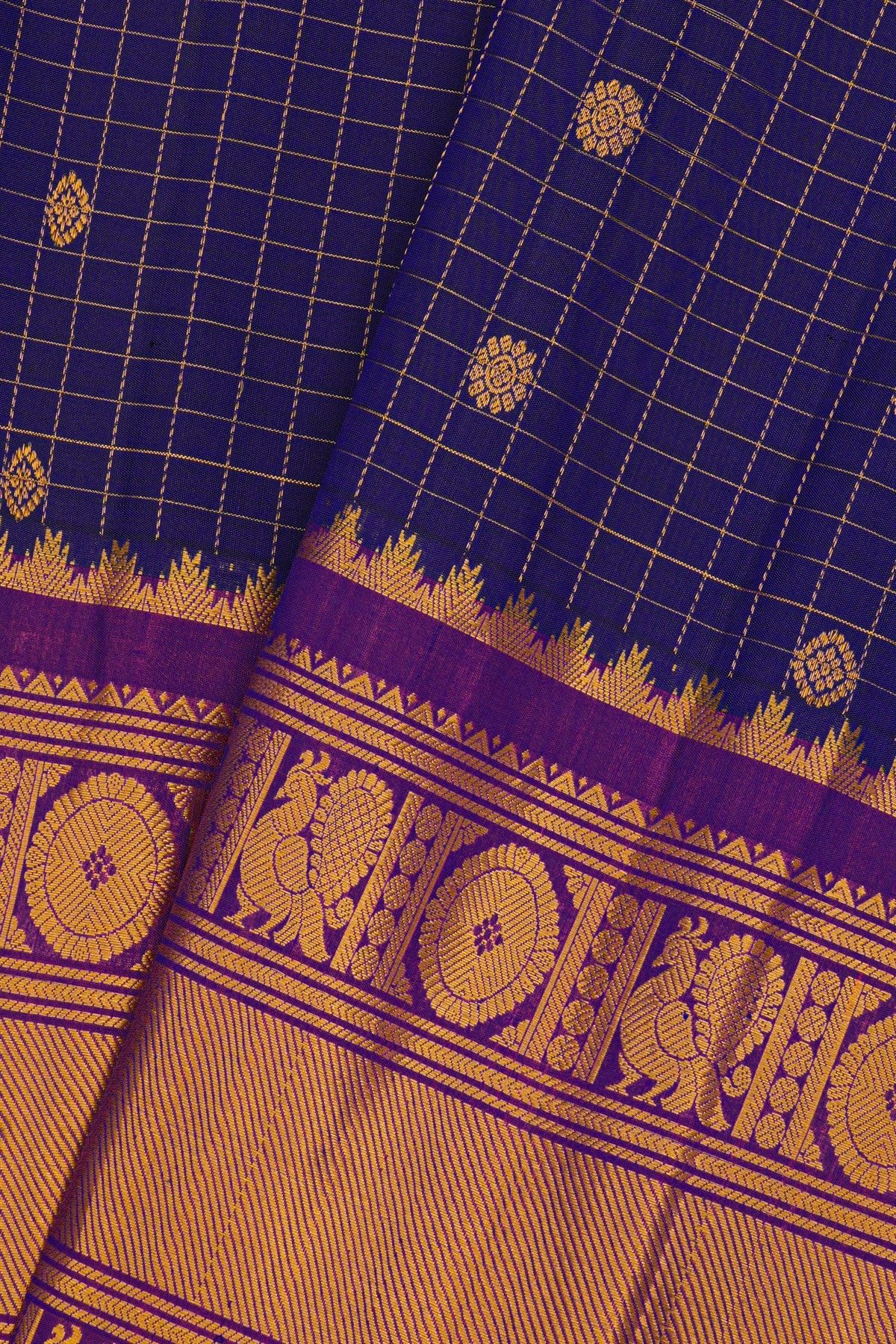 Gadwal Silk Navy Blue Saree