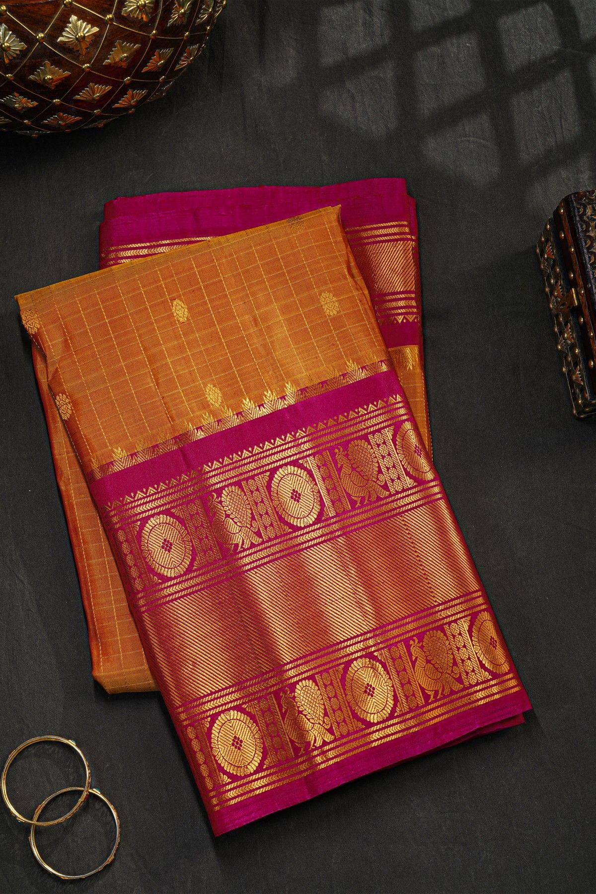 Gadwal Silk Orange Saree
