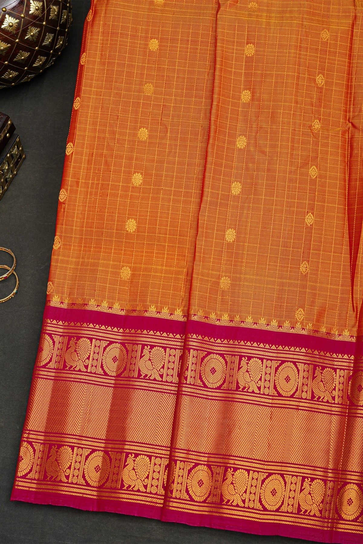 Gadwal Silk Orange Saree
