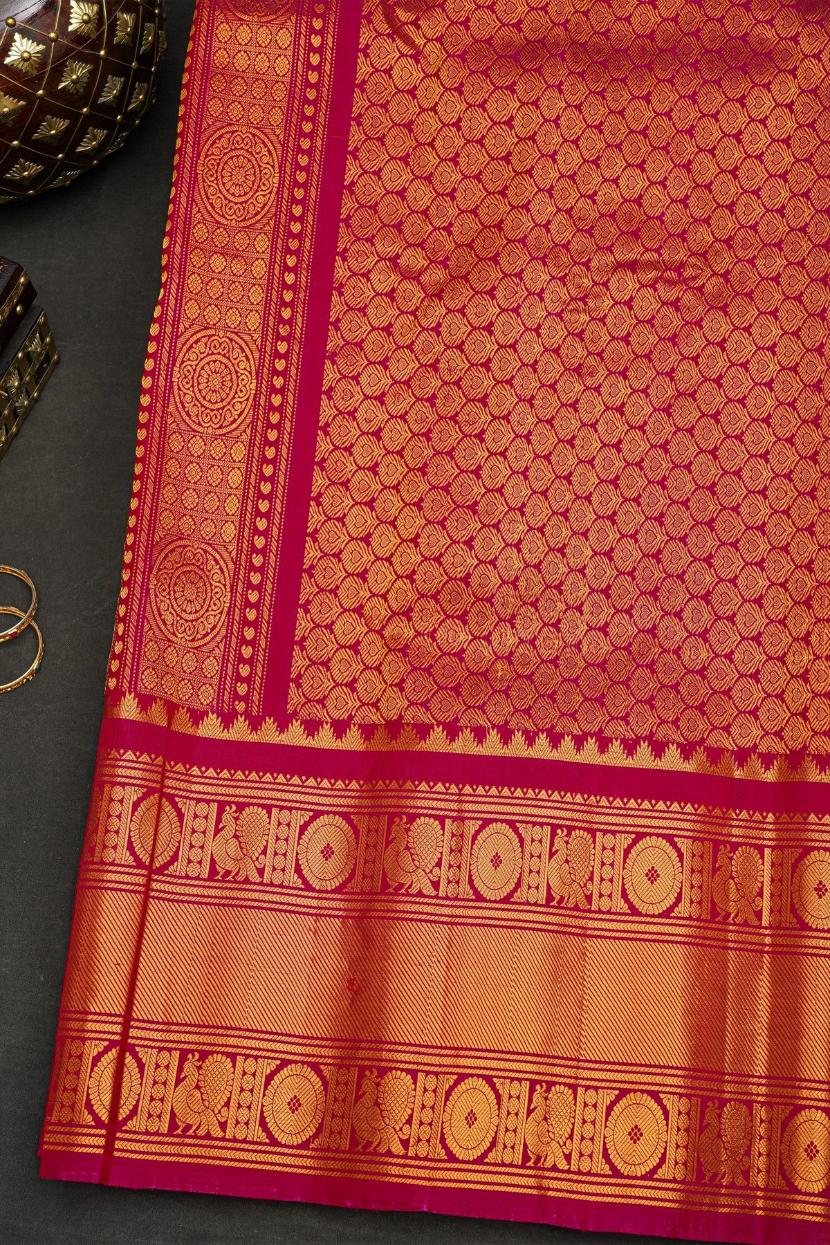 Gadwal Silk Orange Saree