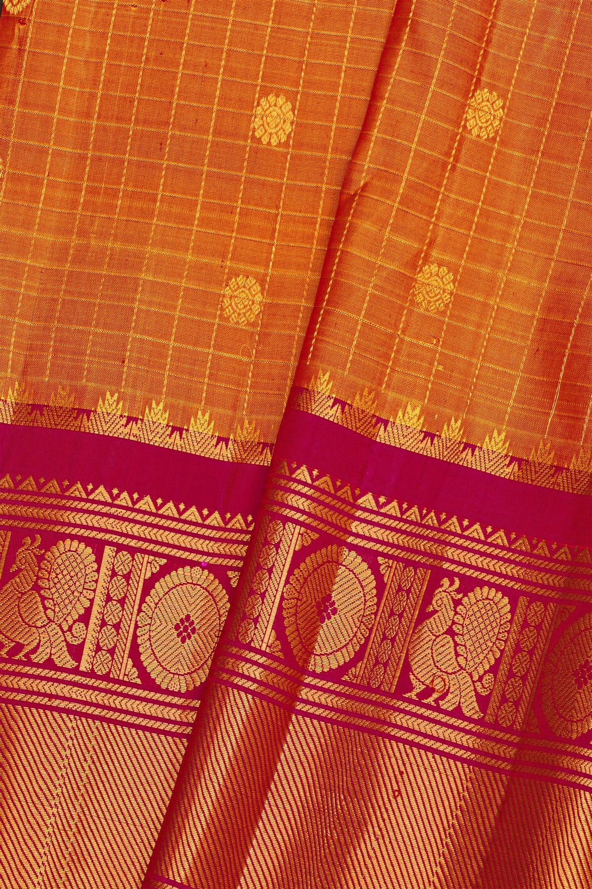 Gadwal Silk Orange Saree