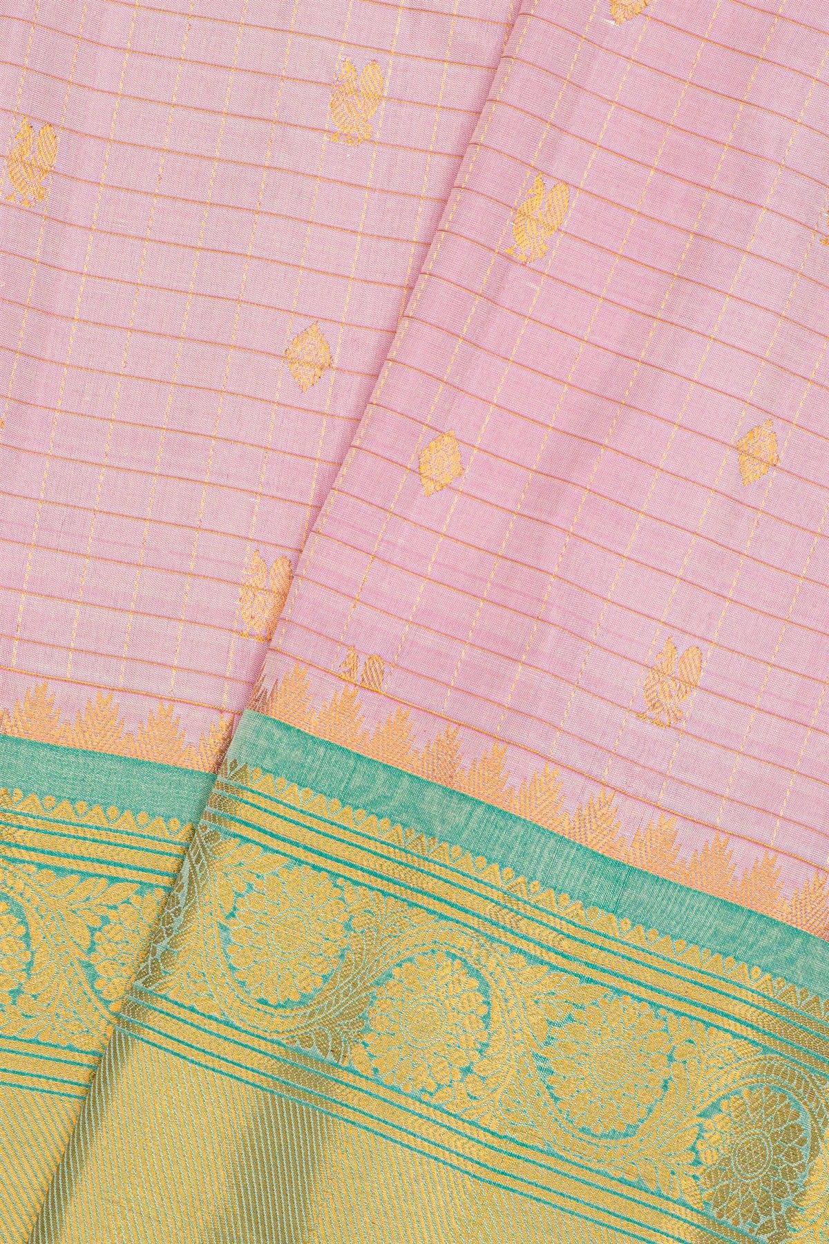 Gadwal Silk Baby Pink Saree