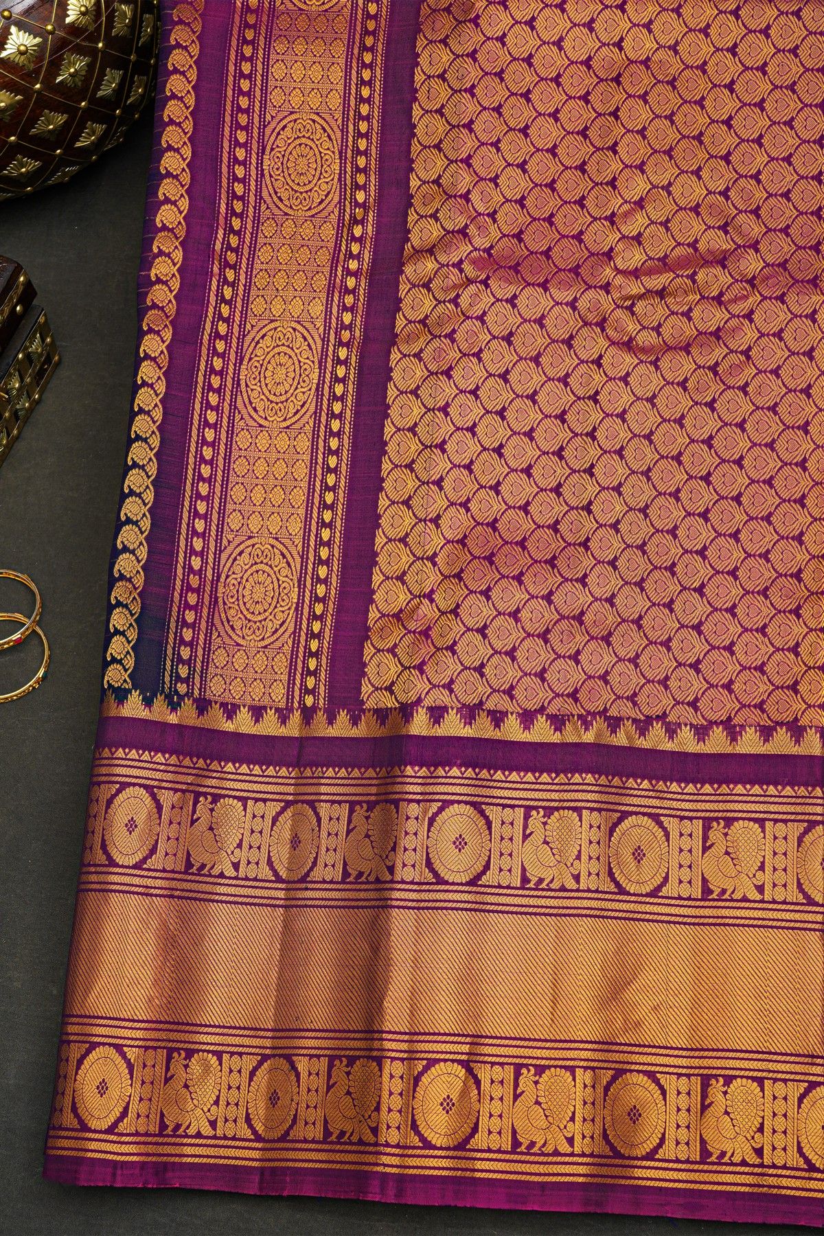 Gadwal Silk Navy Blue Saree