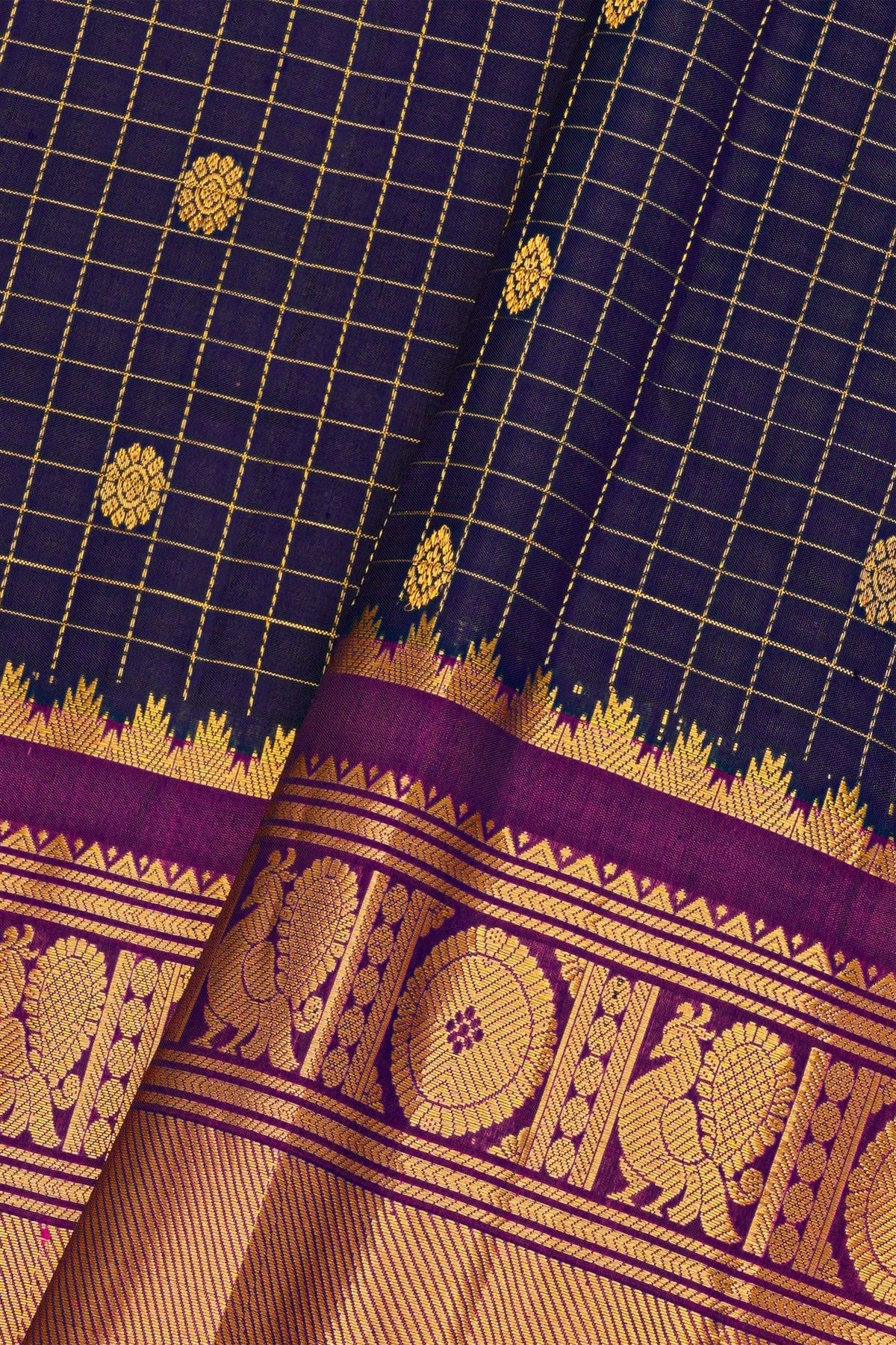 Gadwal Silk Navy Blue Saree