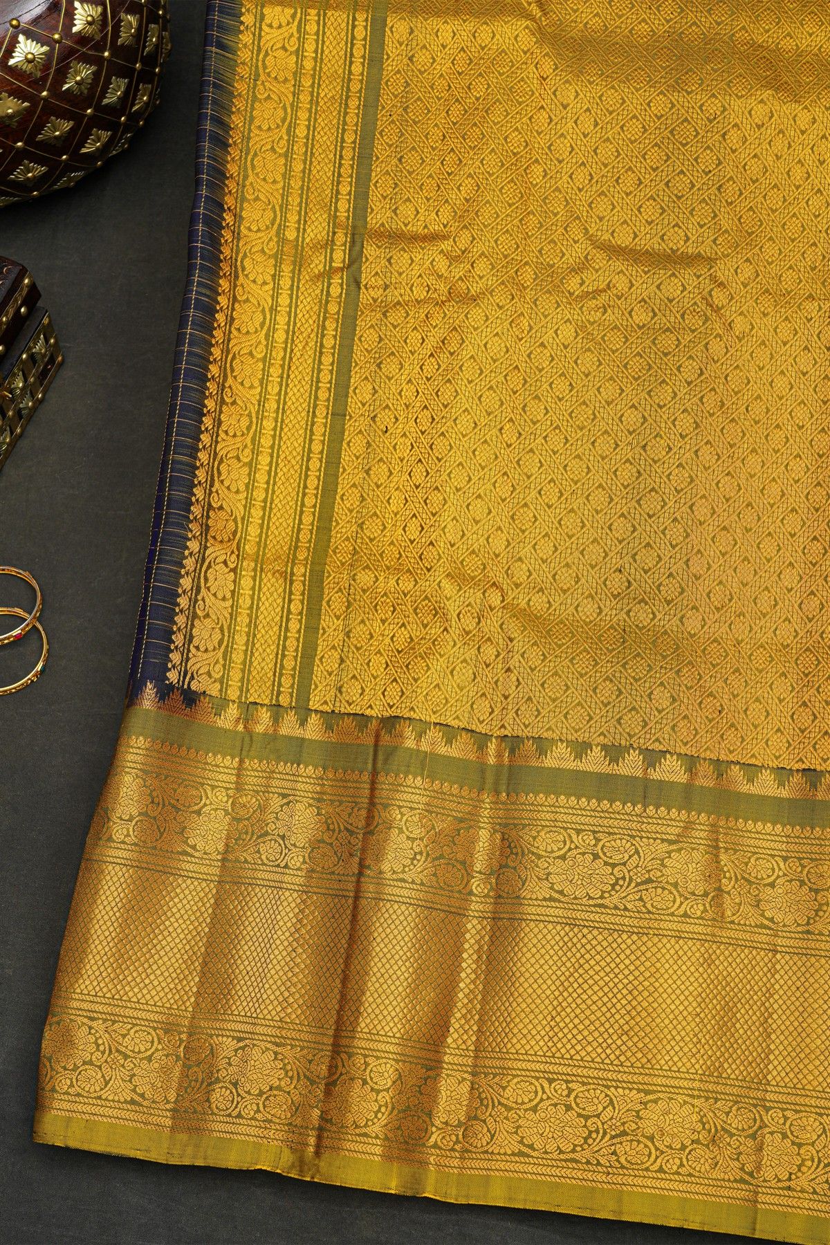 Gadwal Silk Navy Blue Saree
