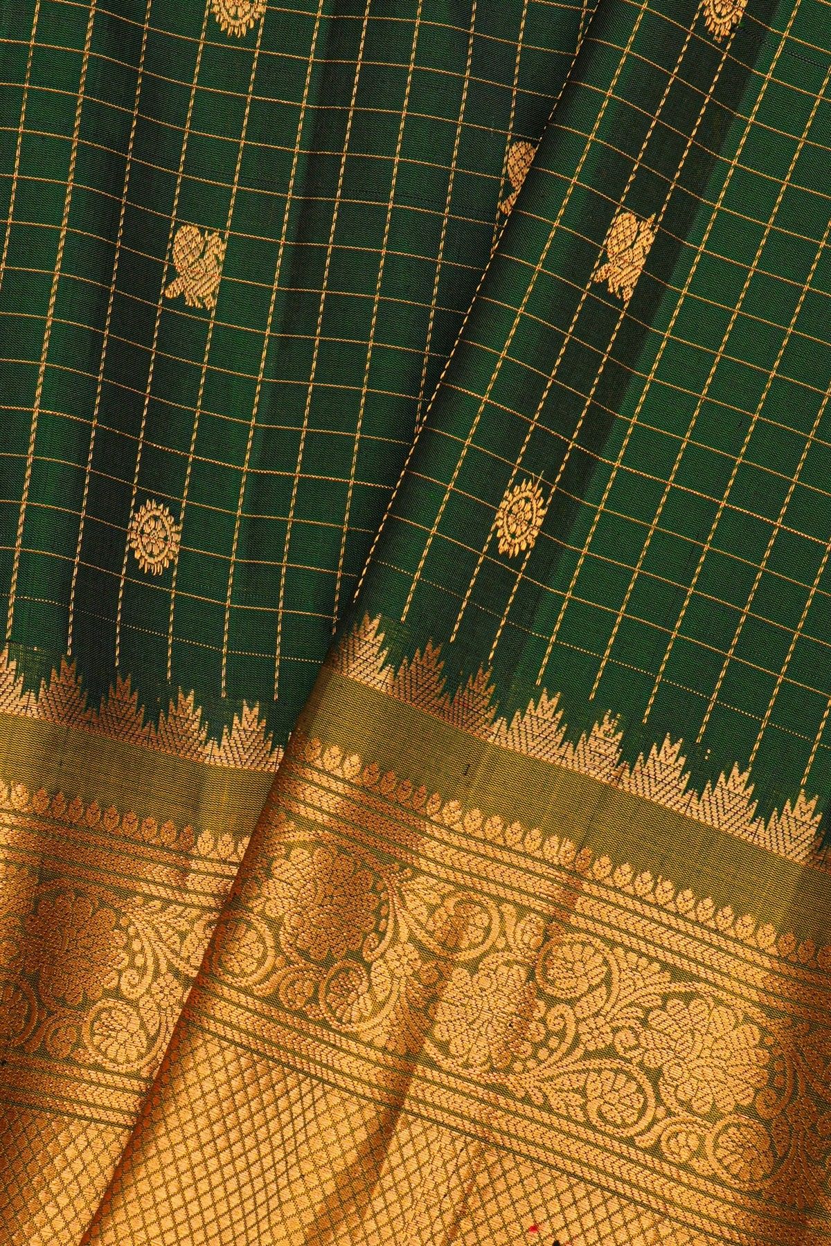 Gadwal Silk Bottle Green Saree