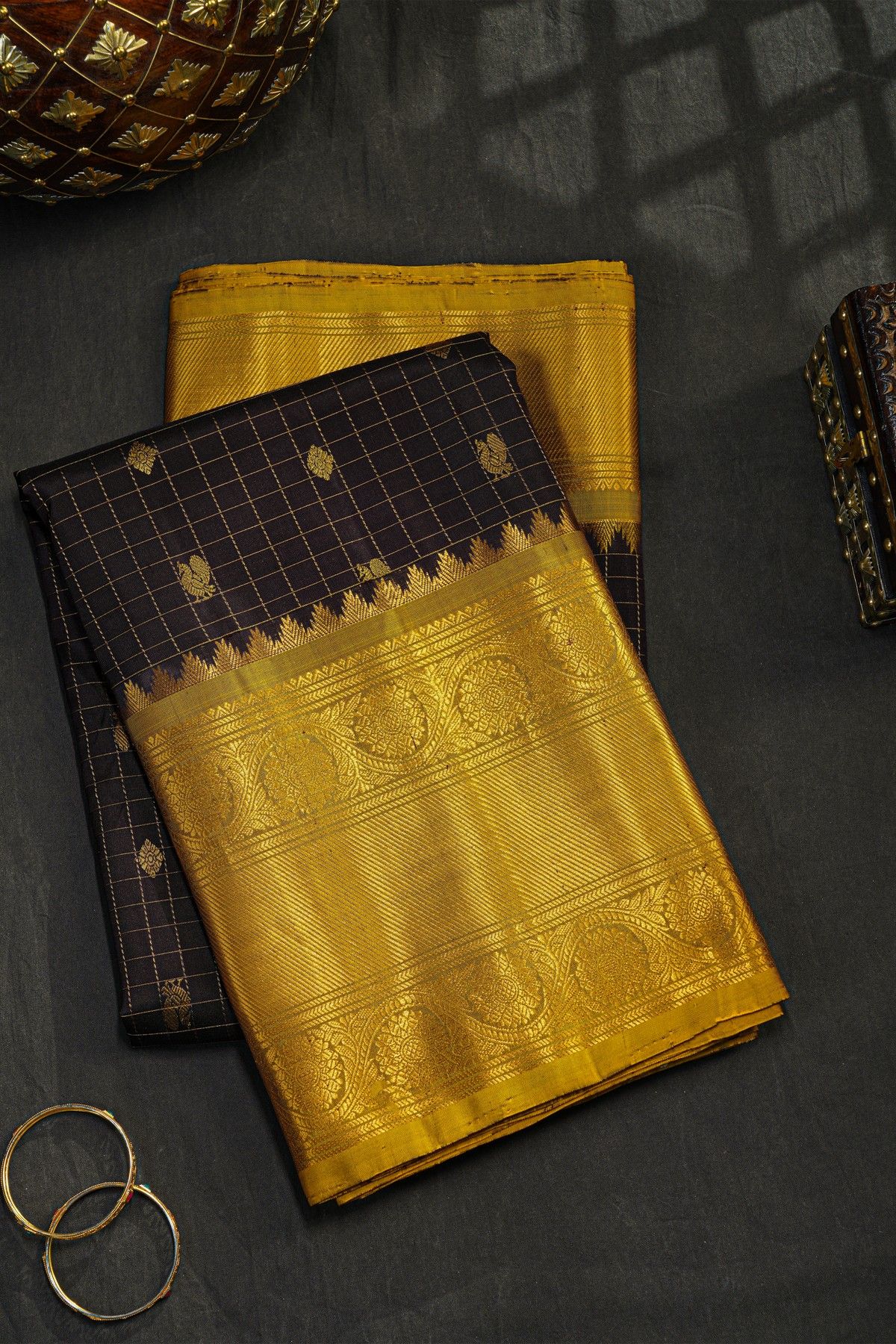 Gadwal Silk Dark Brown Saree