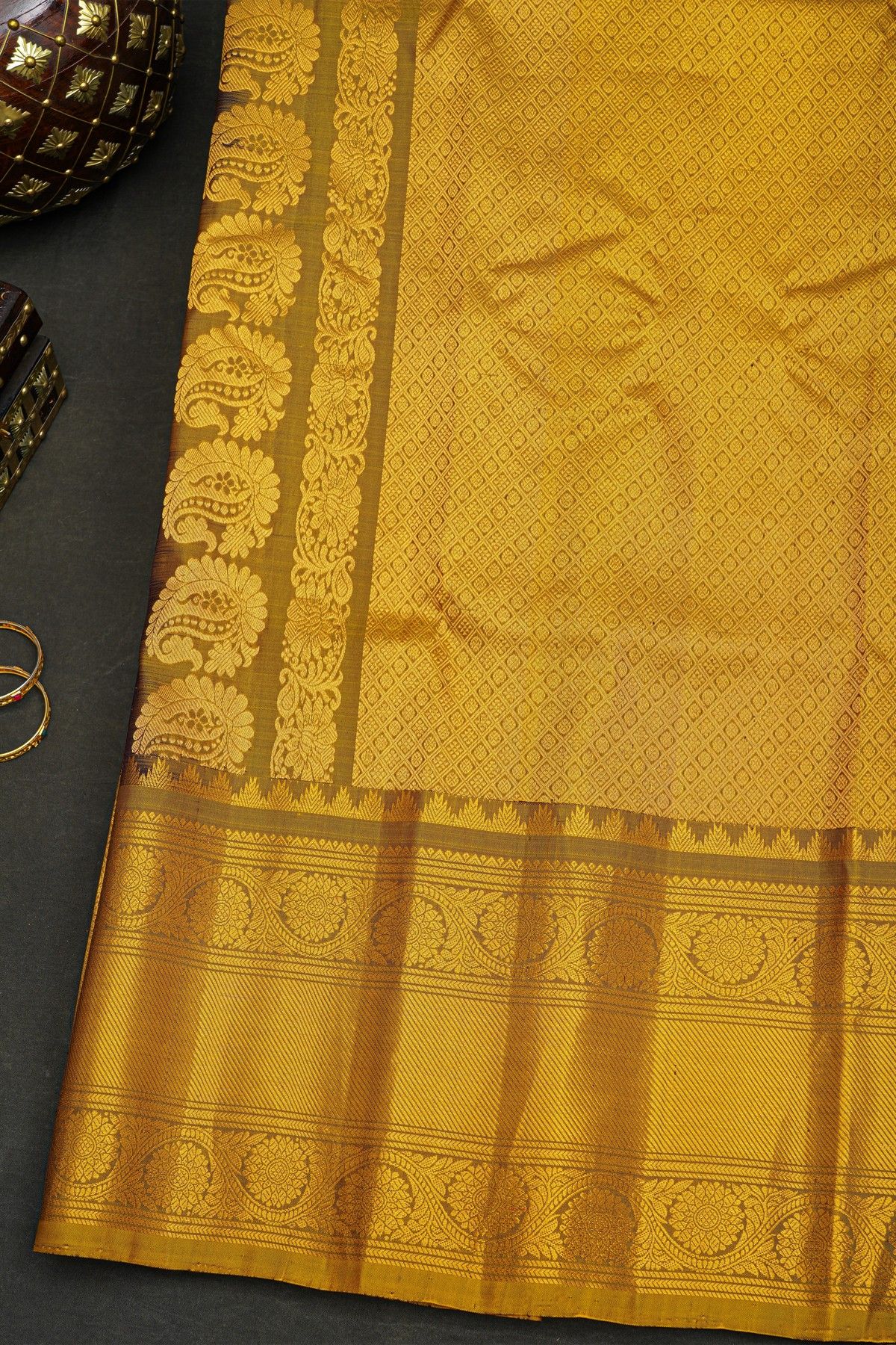 Gadwal Silk Dark Brown Saree