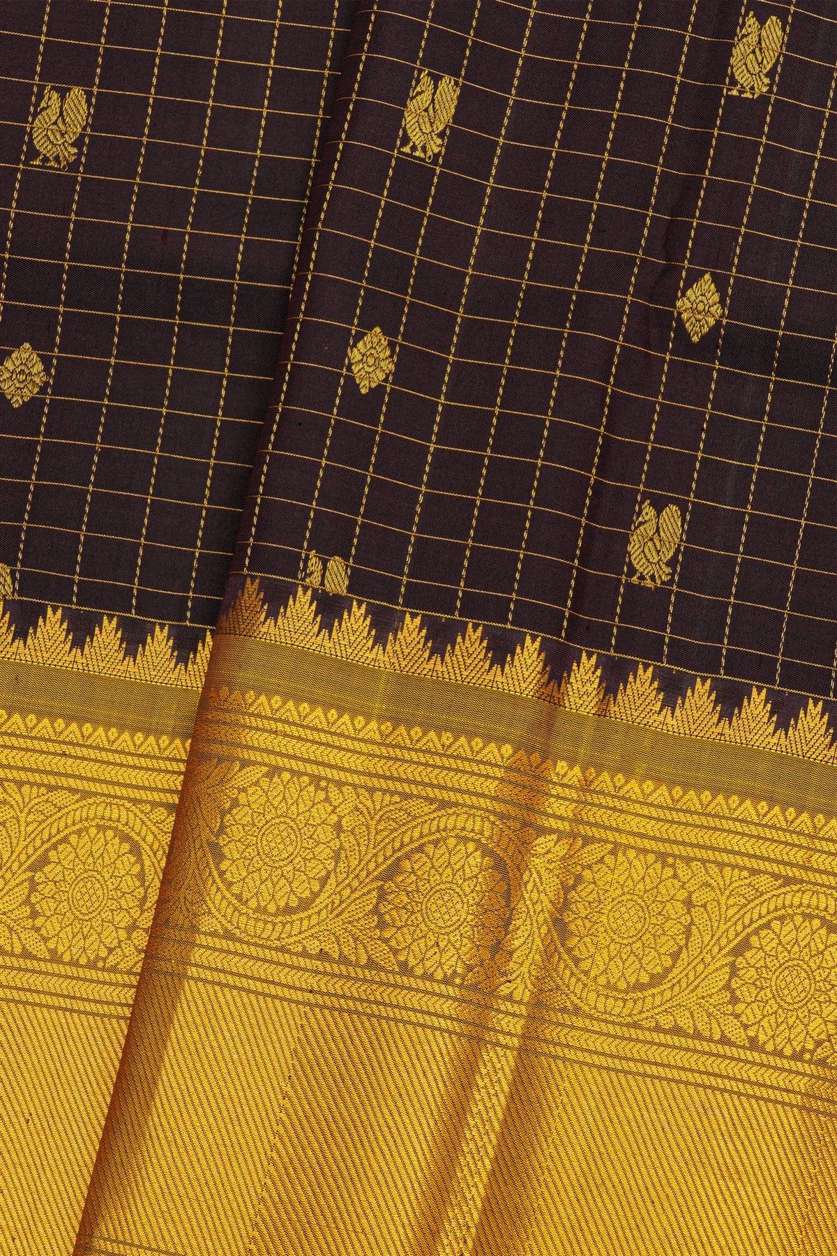Gadwal Silk Dark Brown Saree