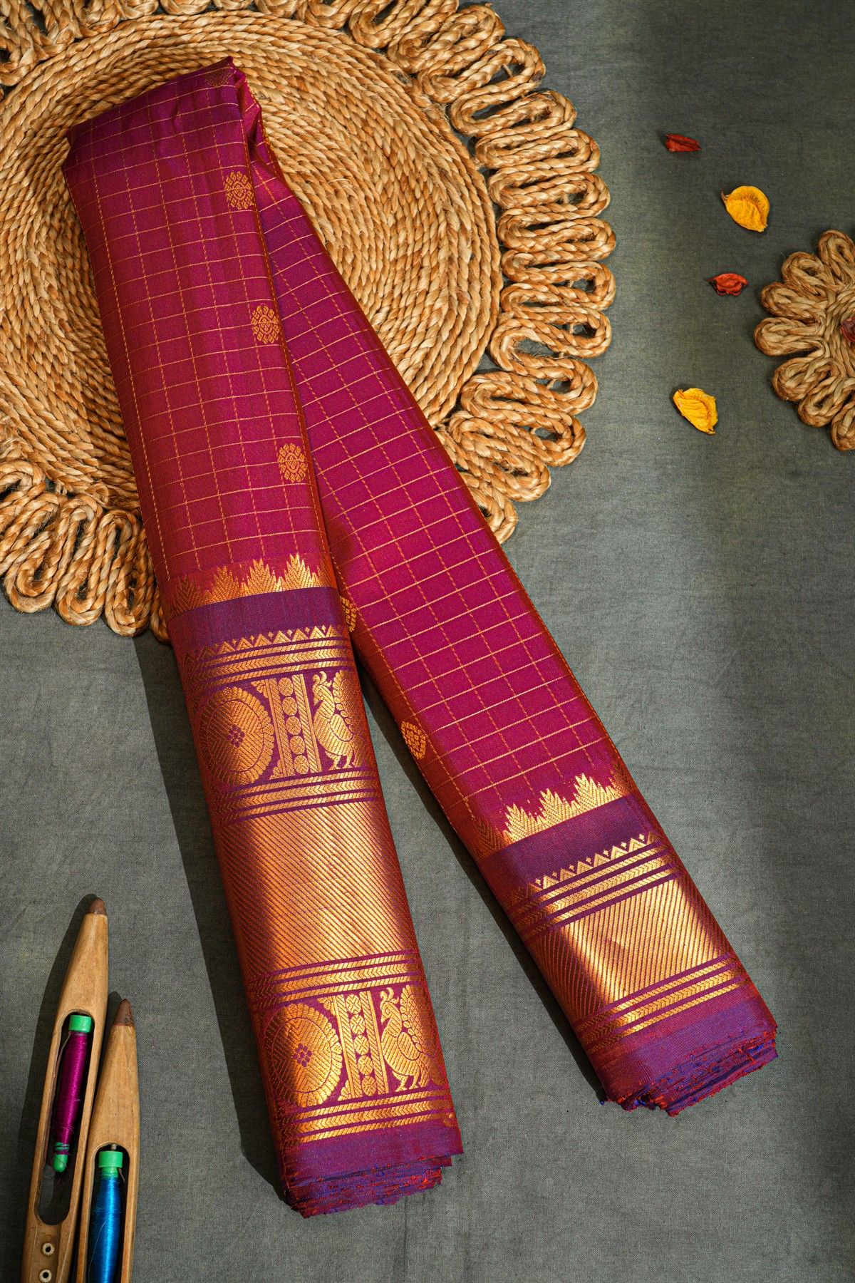Gadwal Silk Magenta Saree