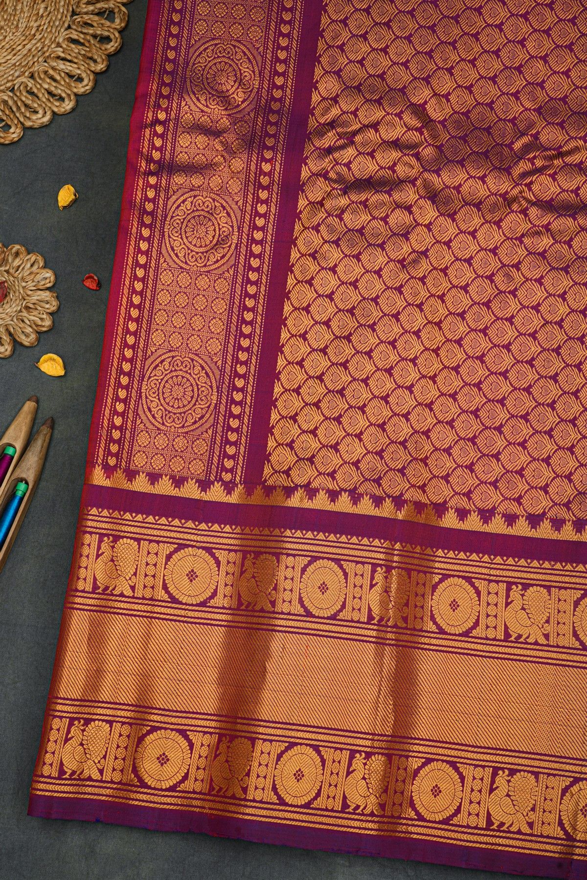 Gadwal Silk Magenta Saree