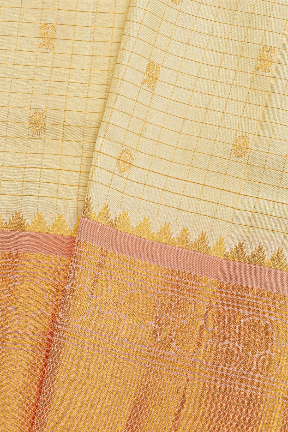 Gadwal Silk Cream Saree