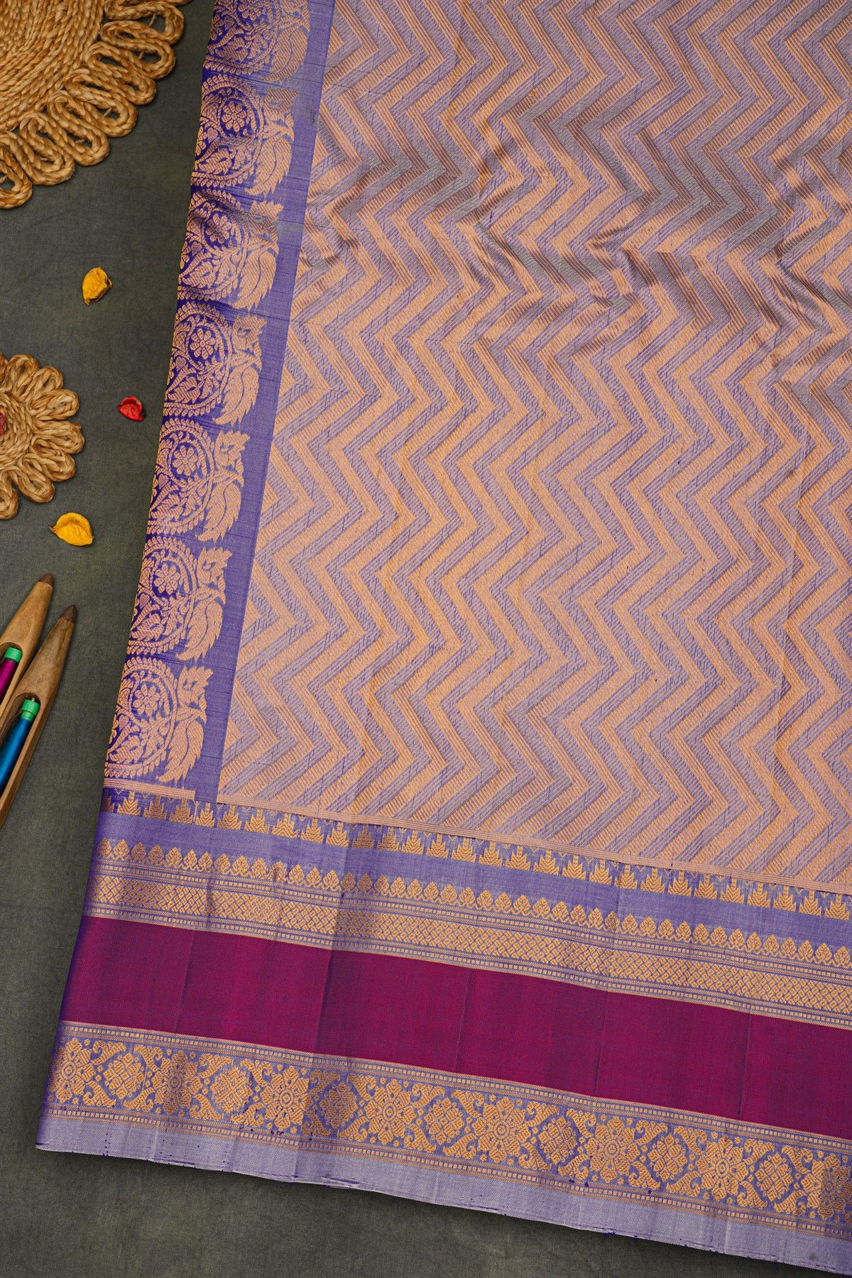 Gadwal Silk Navy Blue Saree