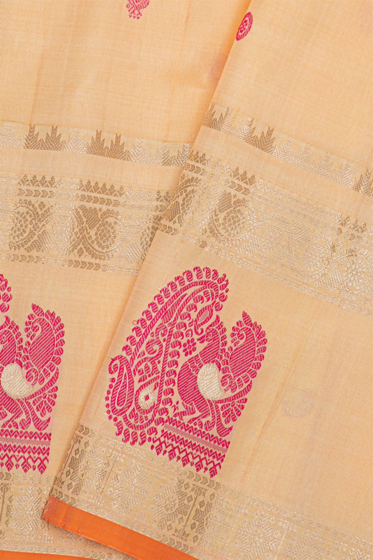 Gadwal Silk Peach Saree