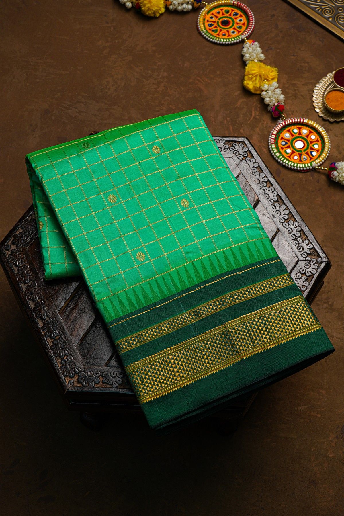 Narayanpet Silk Sea Green Saree