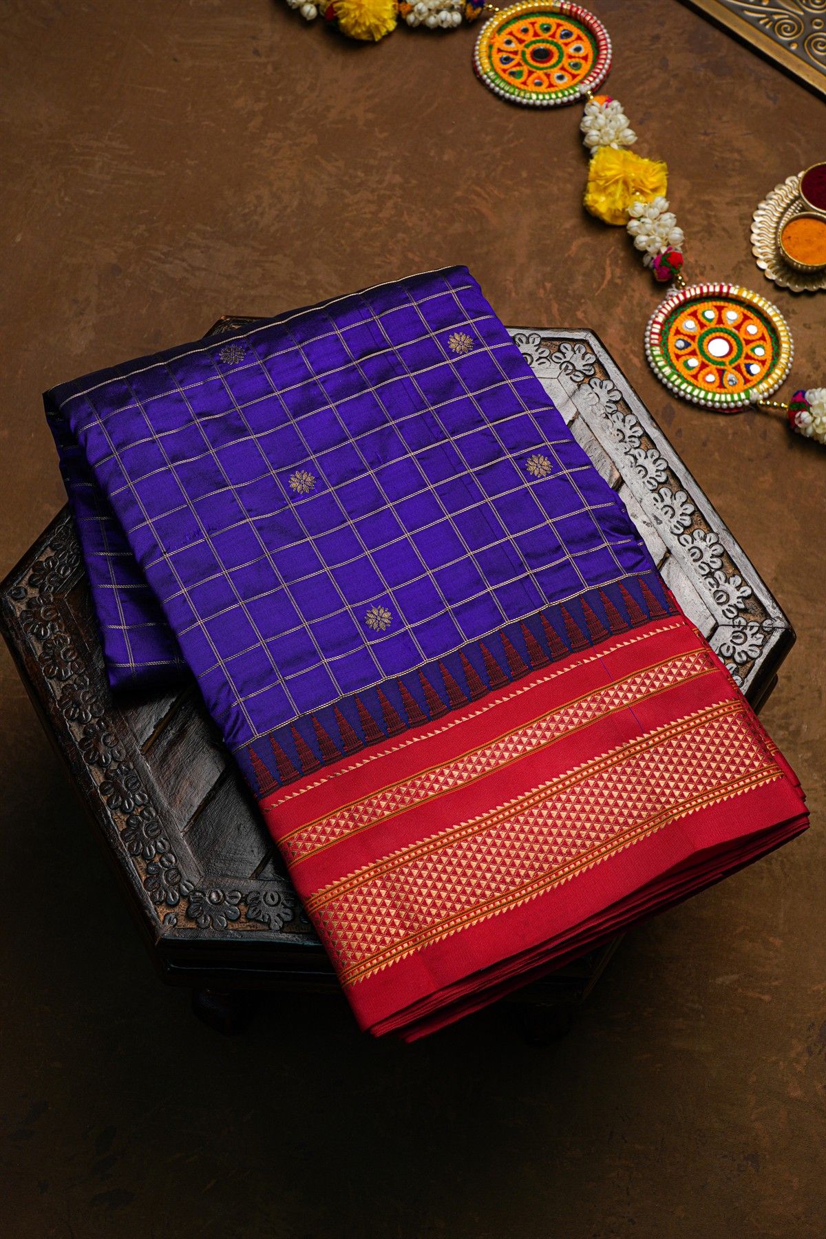 Narayanpet Silk Navy Blue Saree