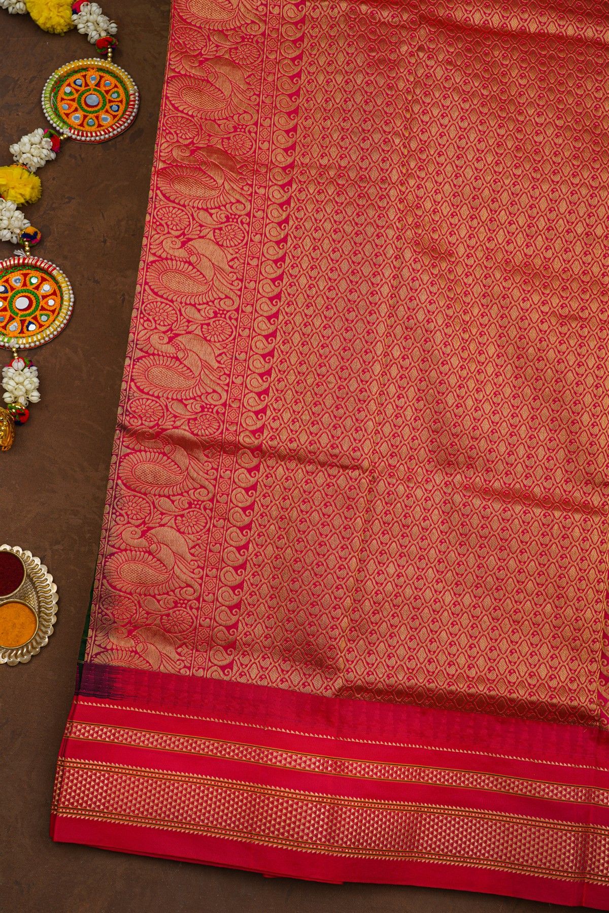 Narayanpet Silk Bottle Green Saree