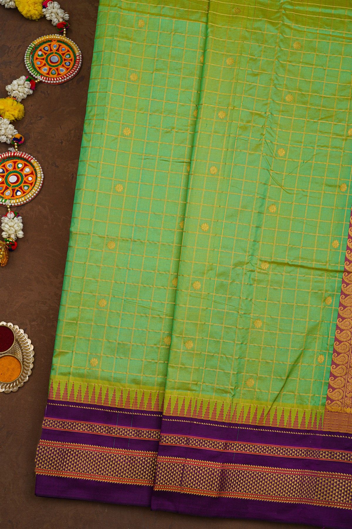 Narayanpet Silk Sea Green Saree
