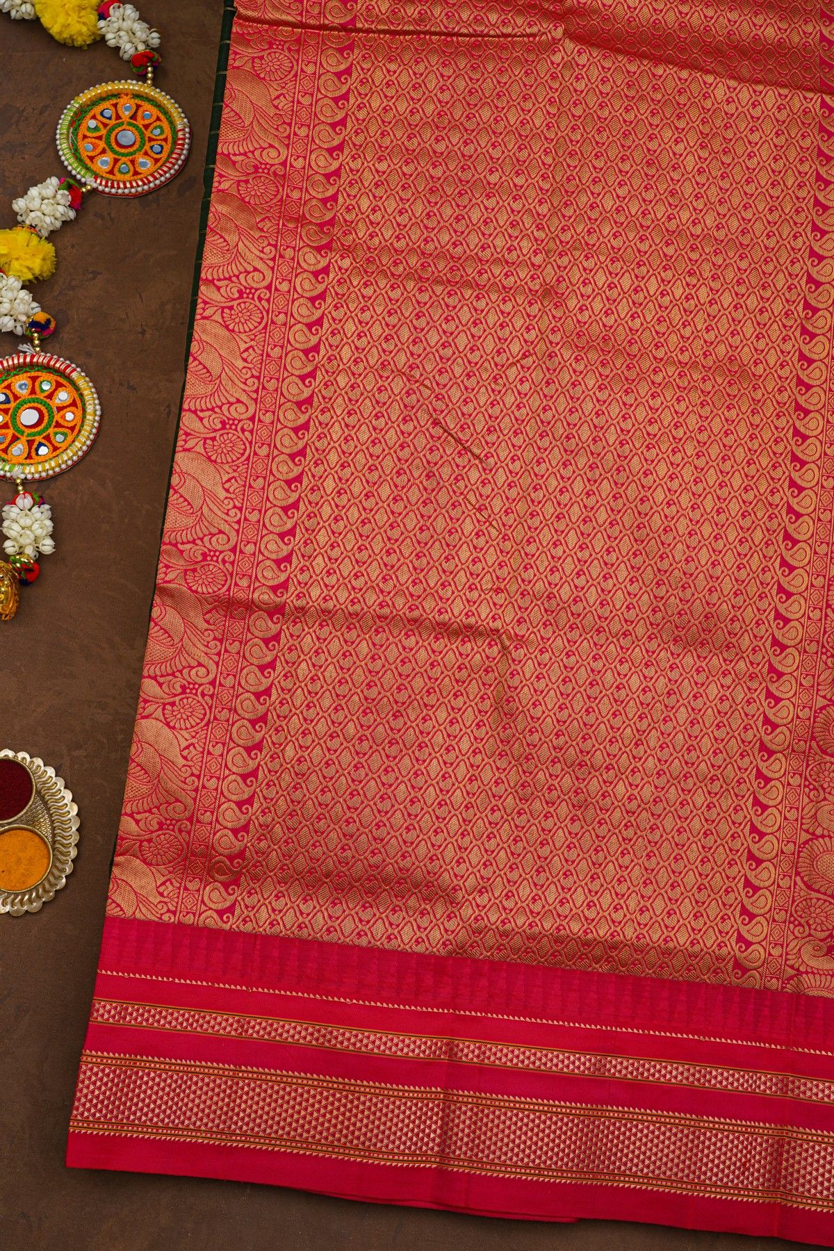 Narayanpet Silk Bottle Green Saree