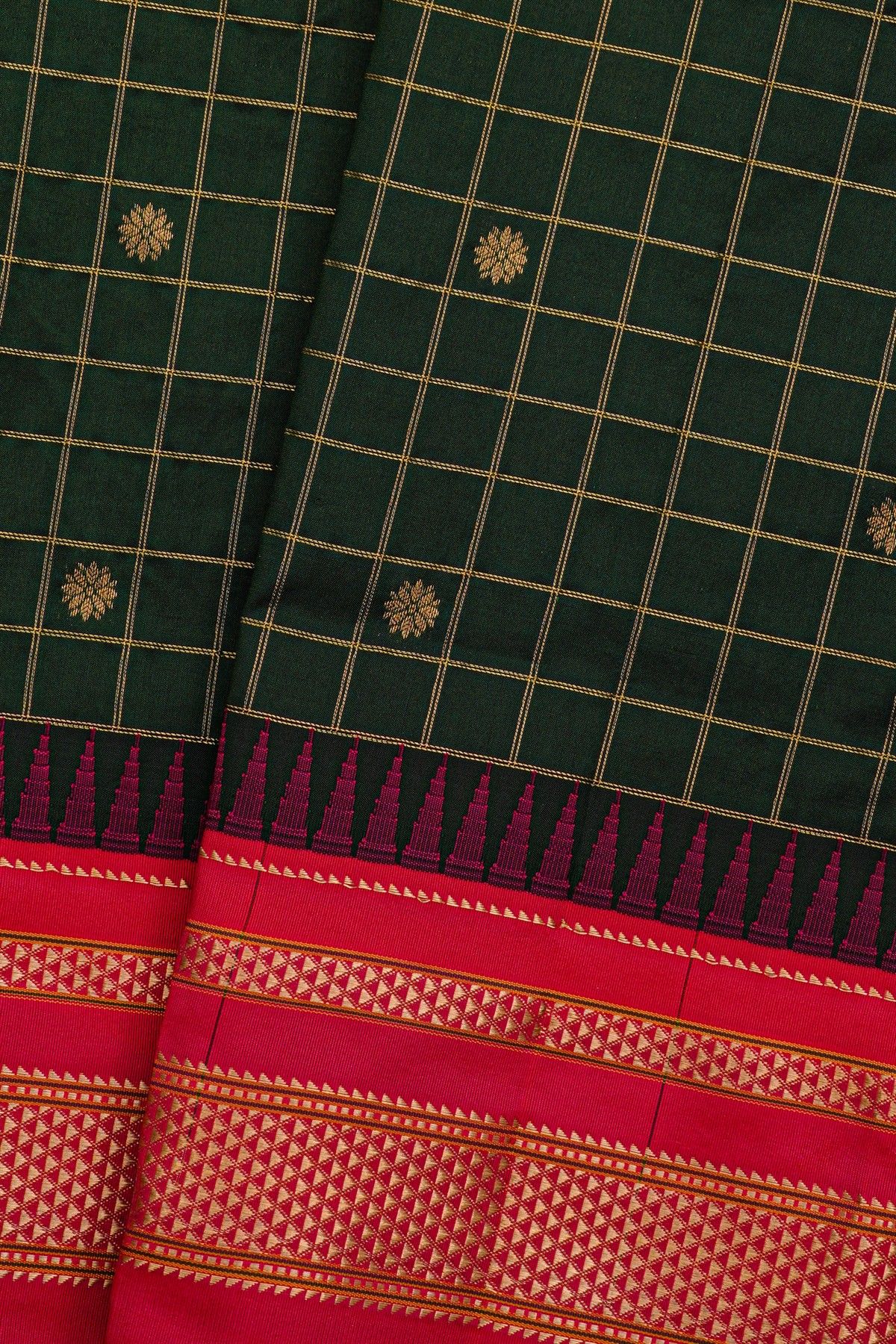 Narayanpet Silk Bottle Green Saree