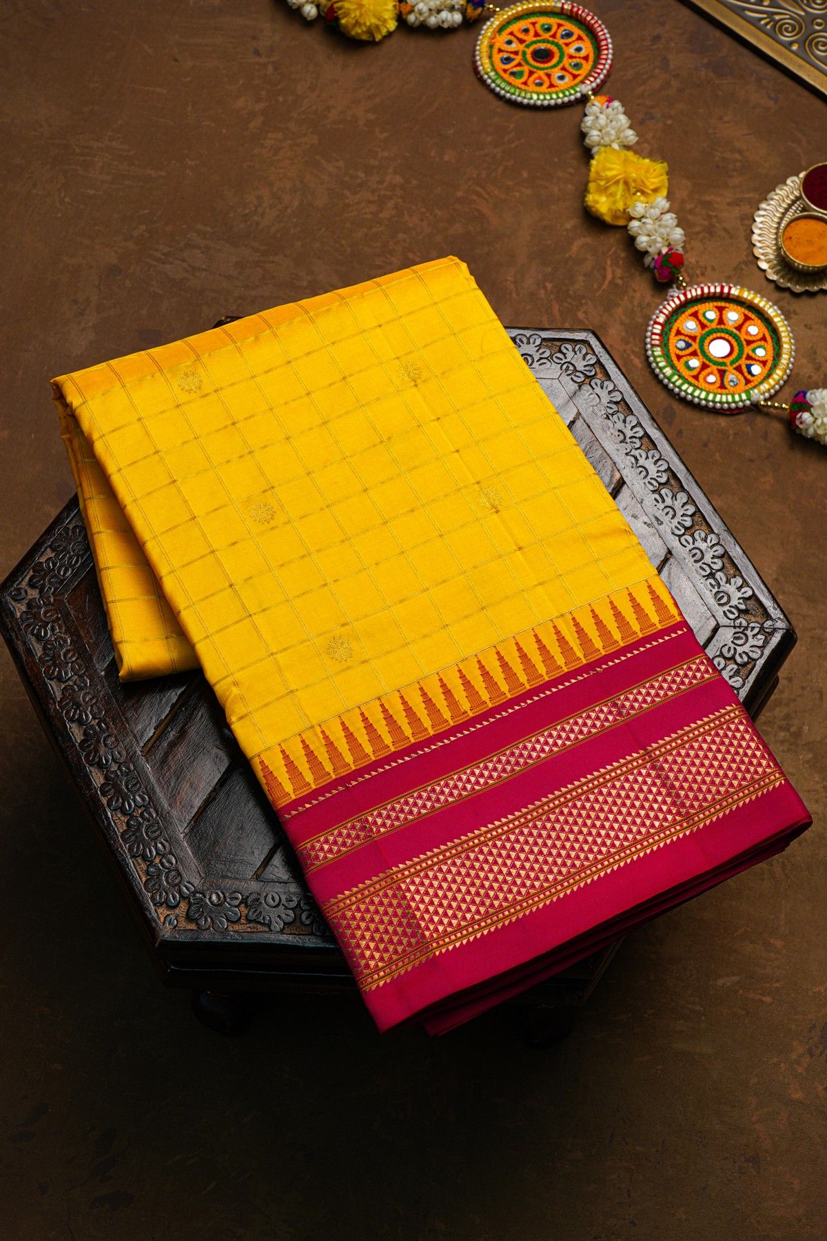 Narayanpet Silk Yellow Saree