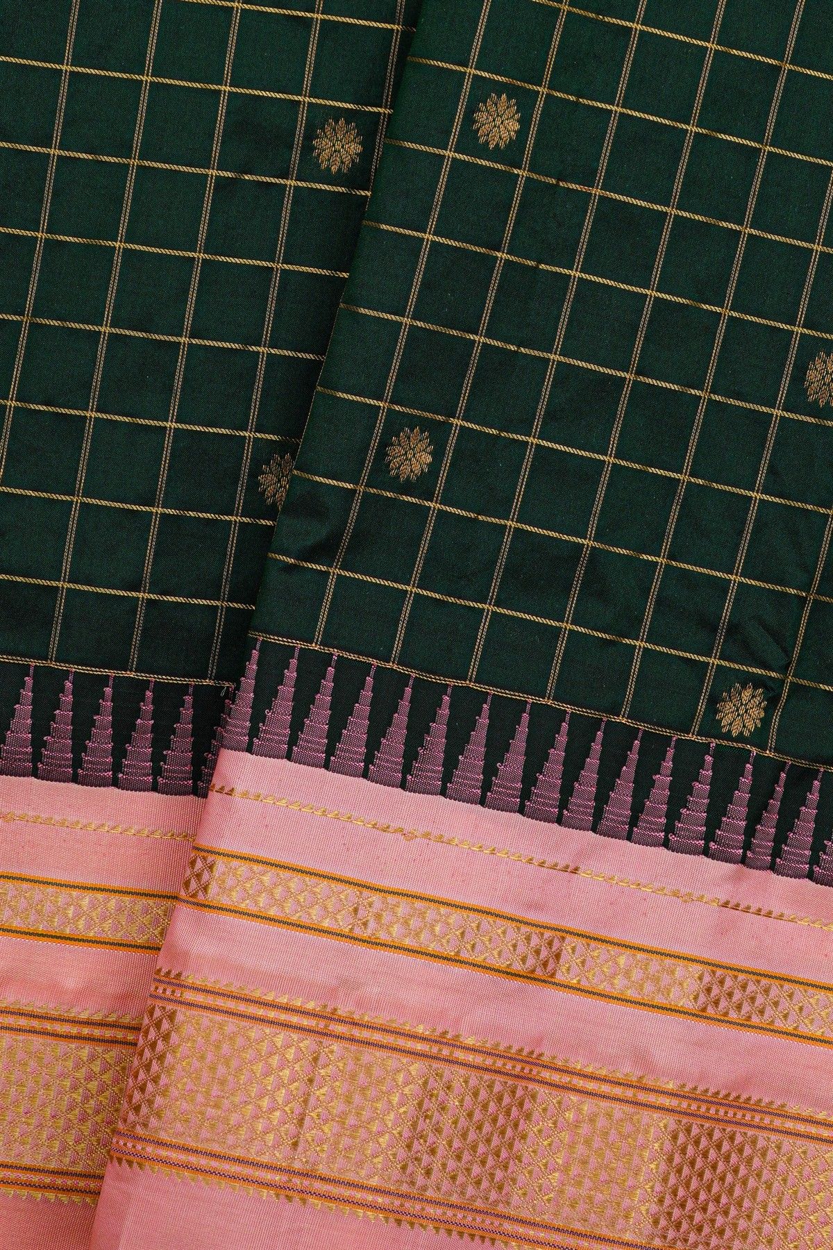 Narayanpet Silk Bottle Green Saree