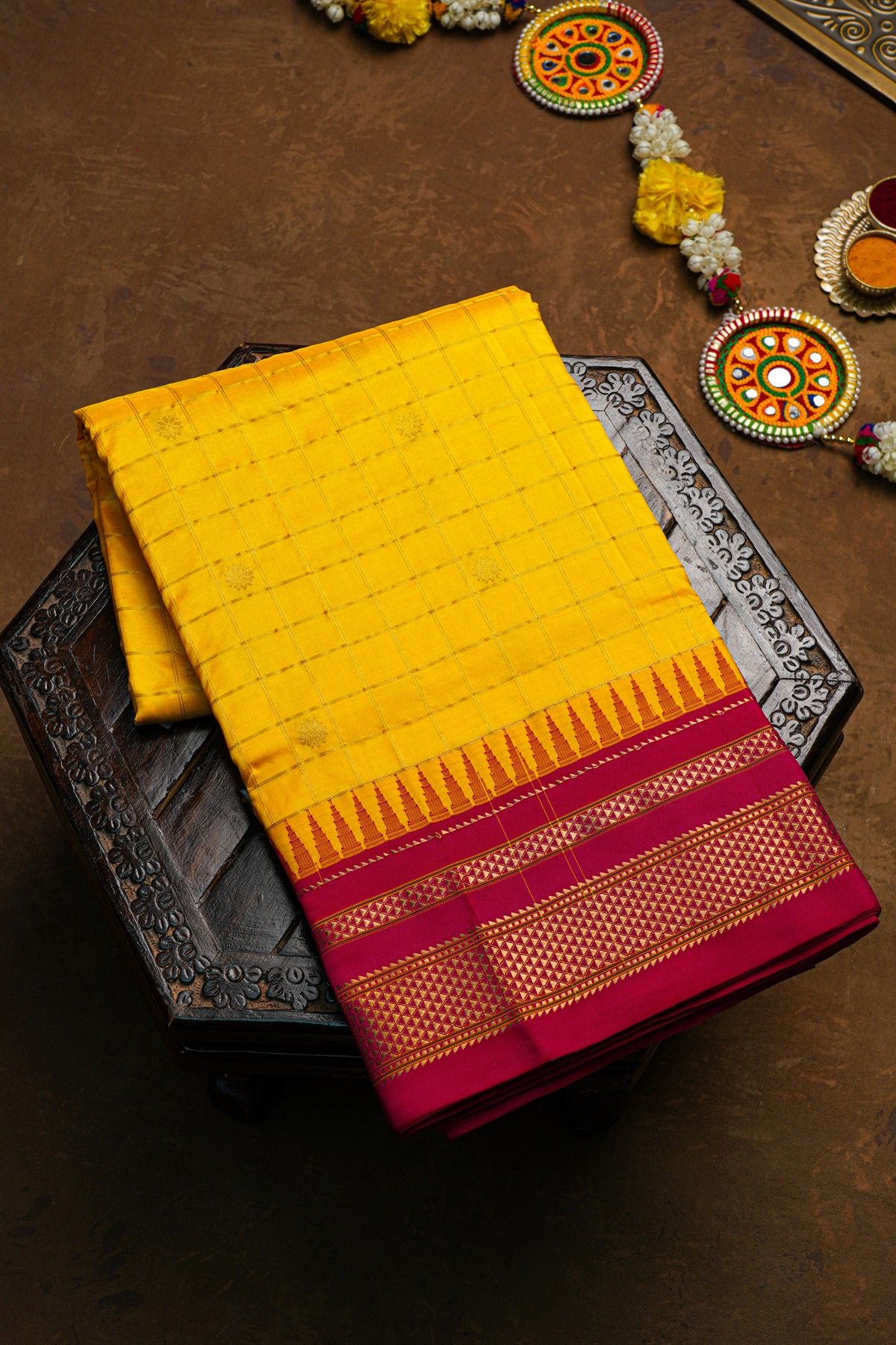 Narayanpet Silk Yellow Saree