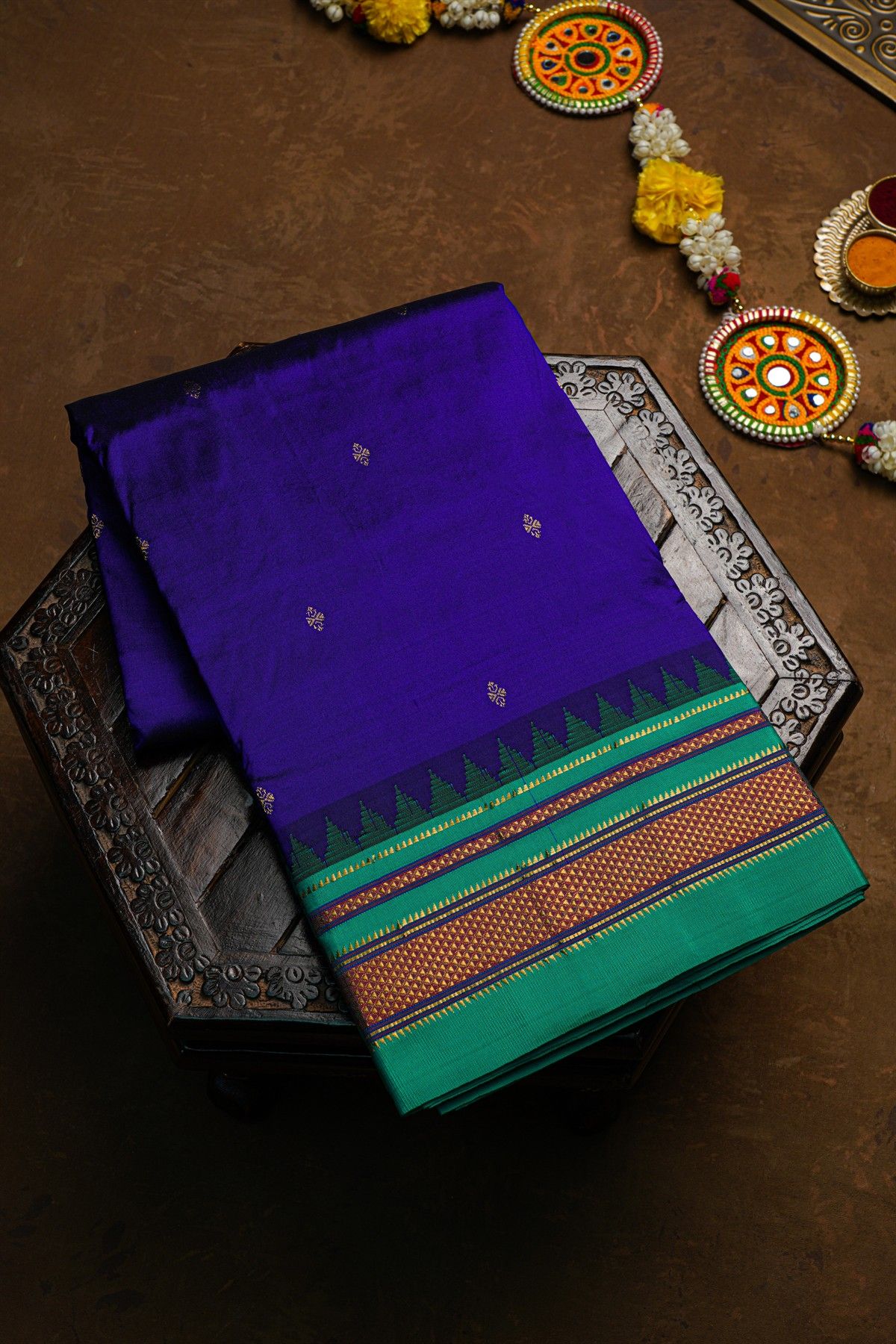 Narayanpet Silk Navy Blue Saree