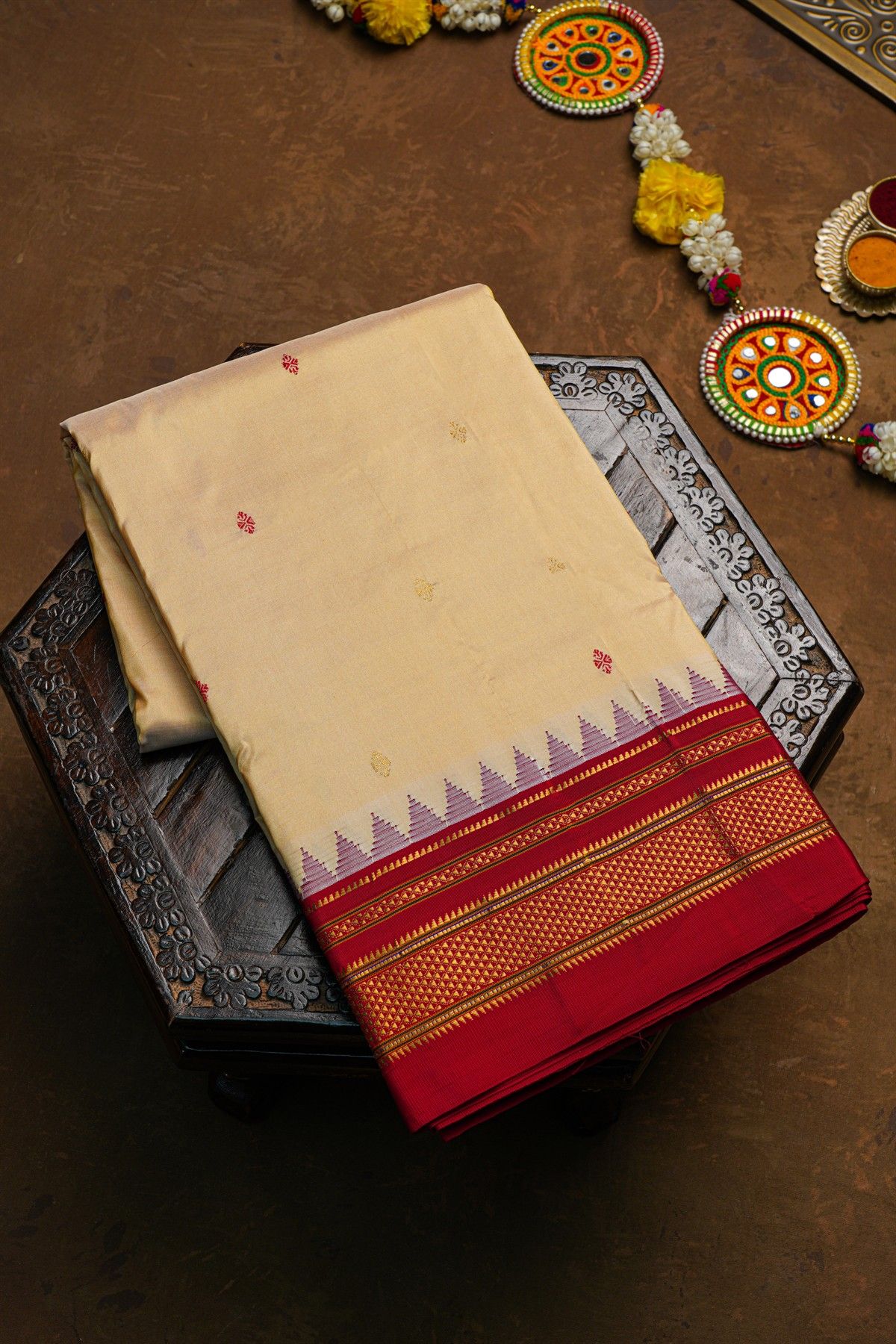 Narayanpet Silk Cream Saree