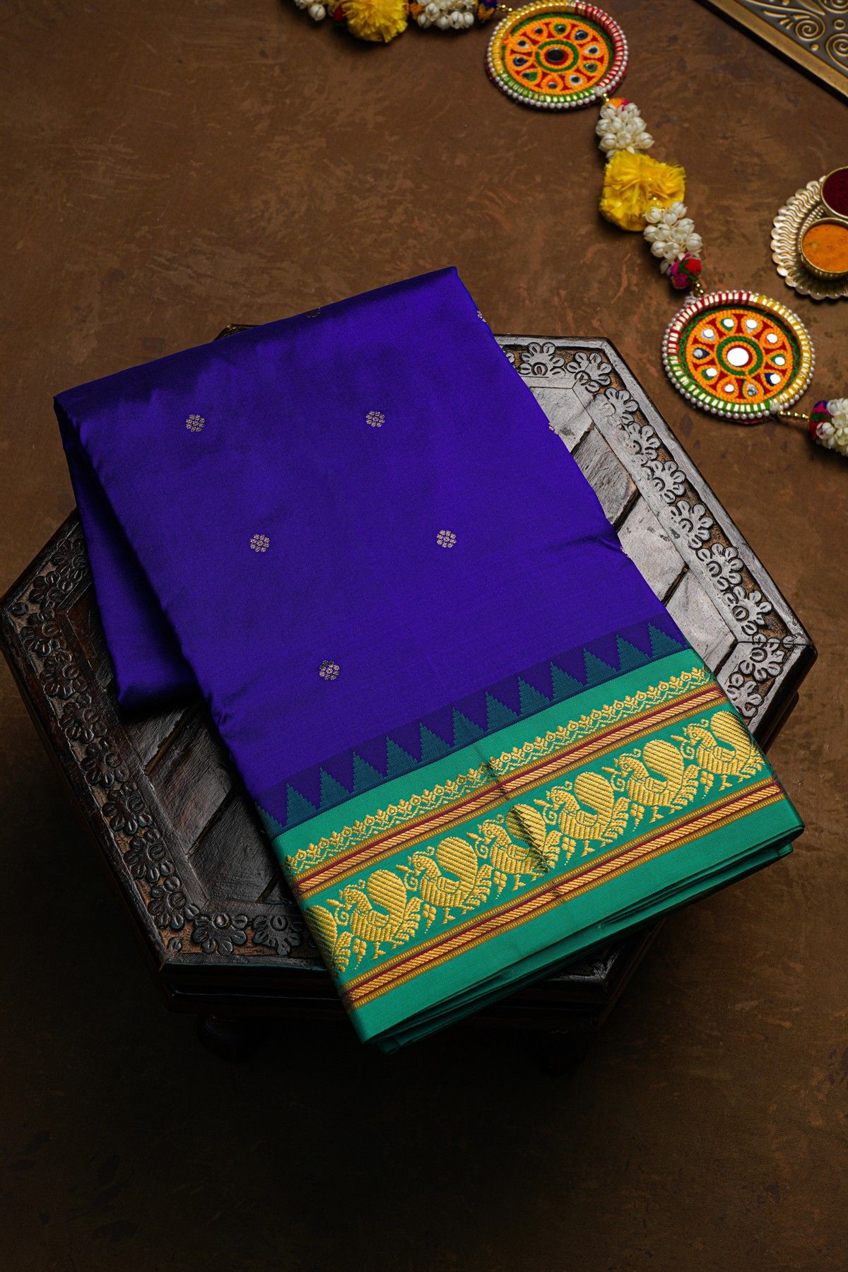 Narayanpet Silk Navy Blue Saree